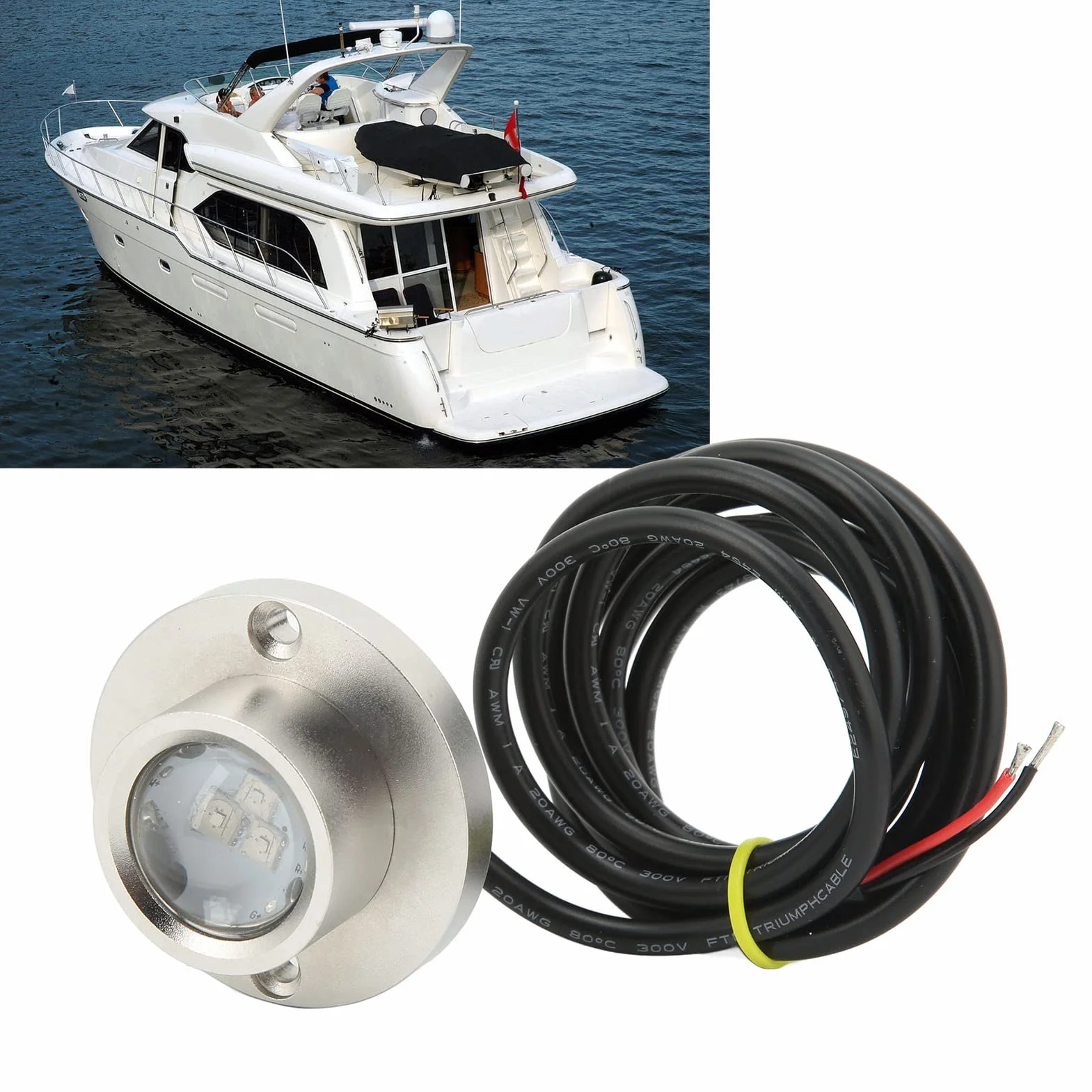 Morska Podwodna Lampa LED DC 12 V 24 V ze Stali Nierdzewnej Pasuje do łodzi Yacht Oświetlenie Nabrzeżne Biały i Zaprojektowany Jacht Marine Underwater LightMarine Underwater LightBoat (BLUE)
