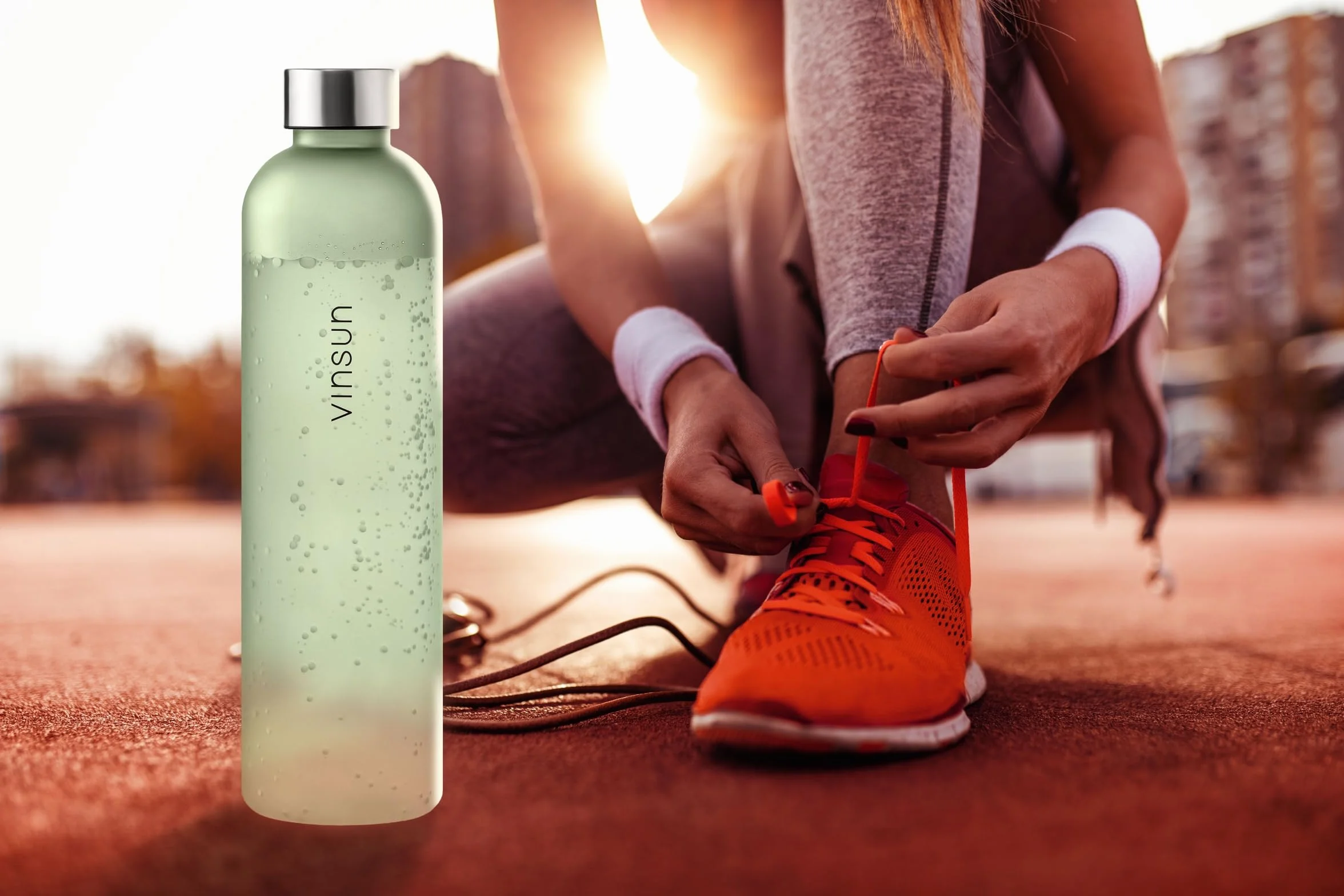 Vinsun Butelka sportowa 1 l, szara, bez BPA, szczelna, ekologiczna, wielokrotnego użytku, na rower, wędrówki, w podróż, fitness, do pracy, szkoły