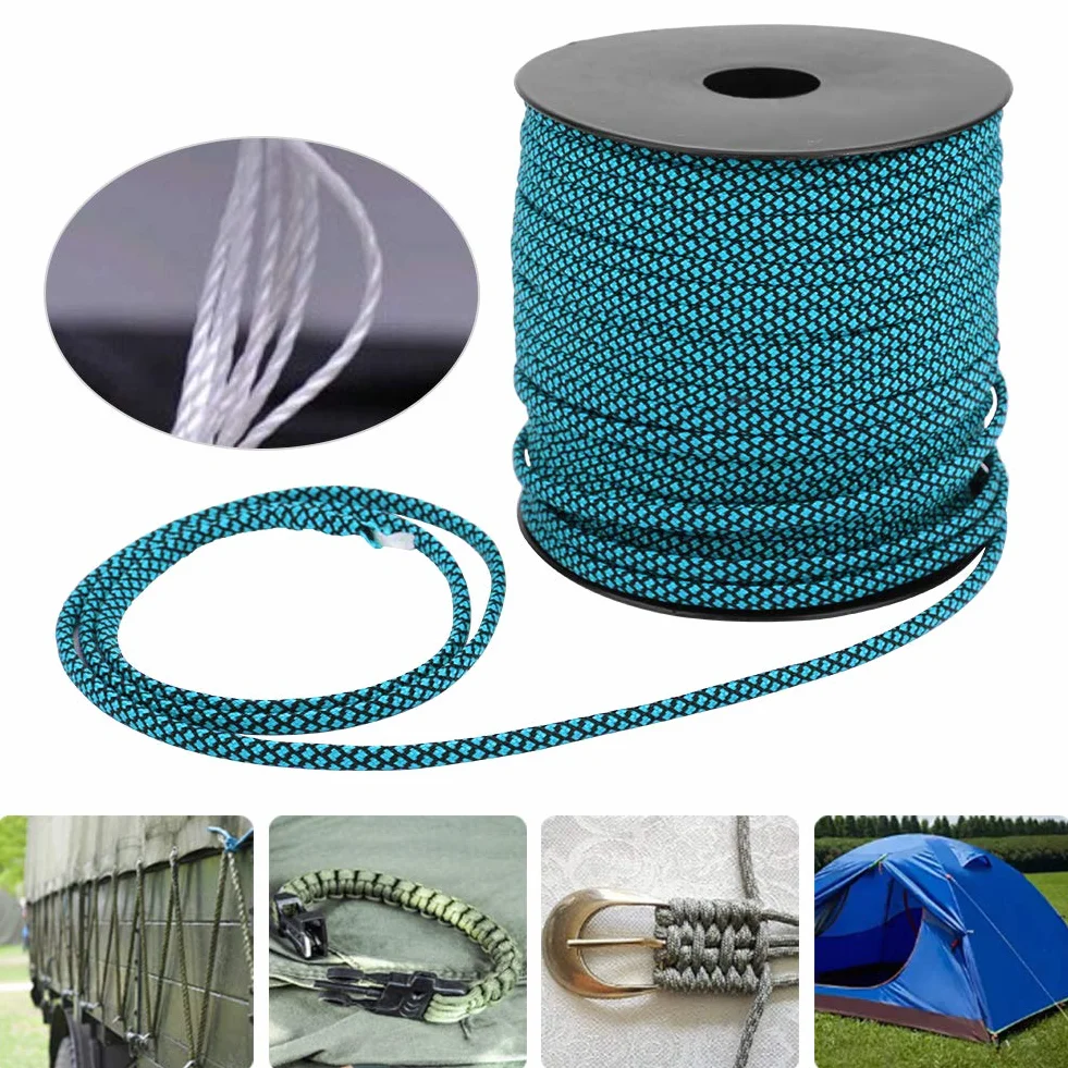 MAGT Core Paracord, 50 m, 4 mm grubości, 7-rdzeniowy, paracord, ratownictwo, smycz do namiotu, lina kempingowa, do plecionek bransoletek na zewnątrz, kolor niebieski