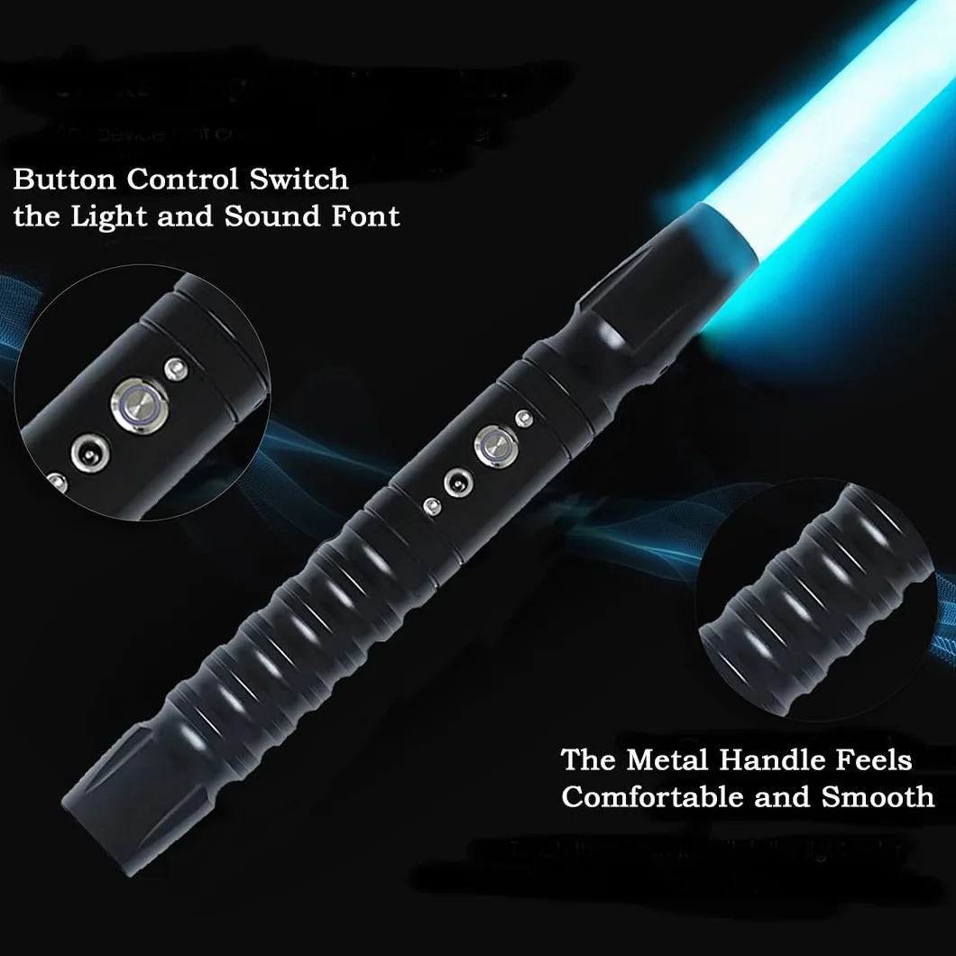 KBASE Miecz świetlny Force FX Pro, metalowy uchwyt, RGB, LED, nieskończone kolory, 7 efektów dźwiękowych, realistyczny miecz laserowy dla dorosłych/dzieci