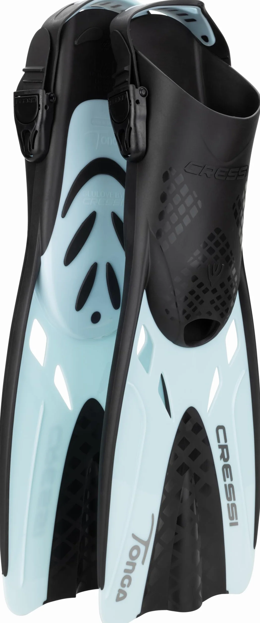 CRESSI Tino Adventure Set Black/Ice Cyan S/M - Set Tonga Fins, Tino Mask and Scilla Snorkel, for Snorkelling and Diving, Black/Ice Cyan, S/M, Adult