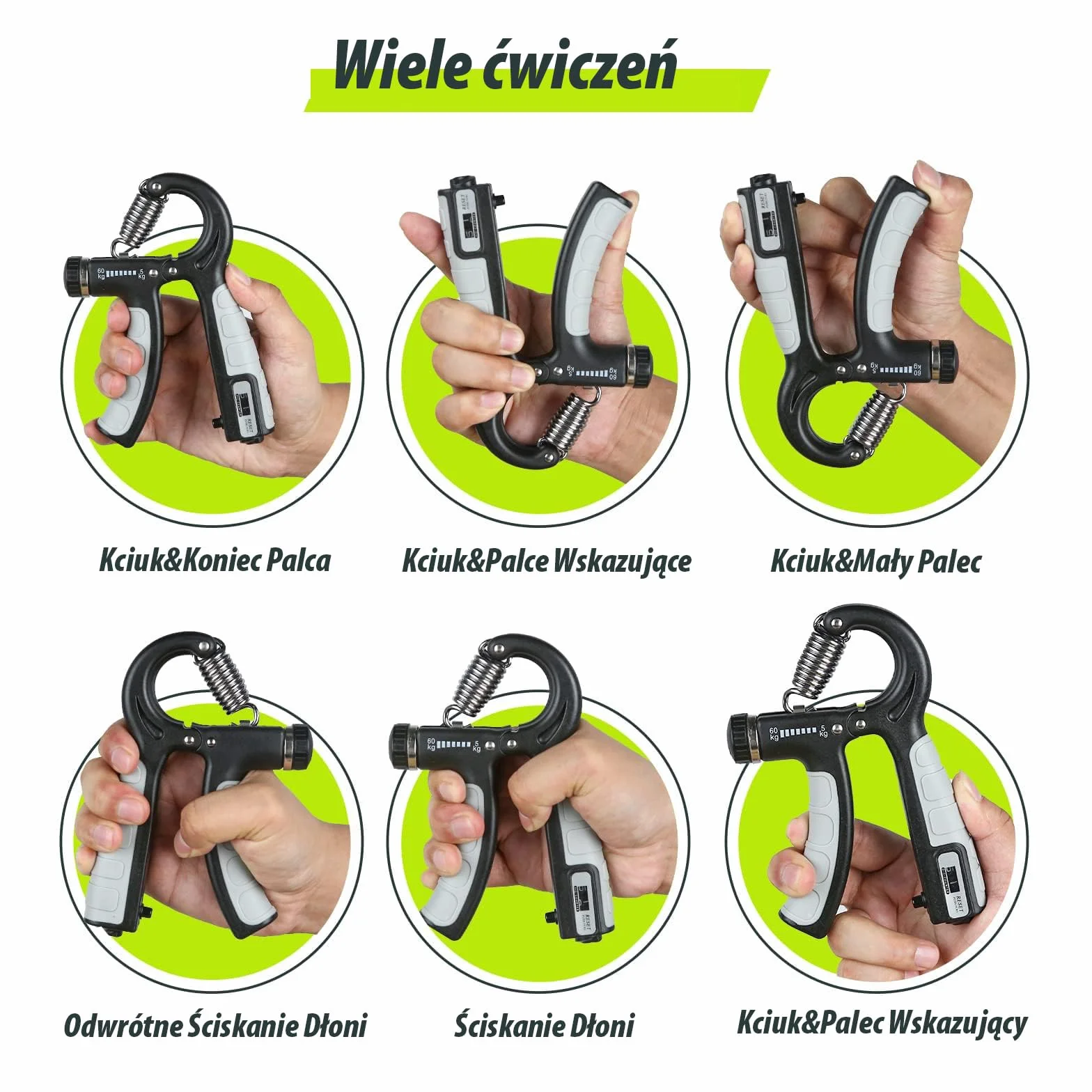Trenażer ręczny 2-częściowy zestaw przedramion regulowany uchwyt 5-60 kg