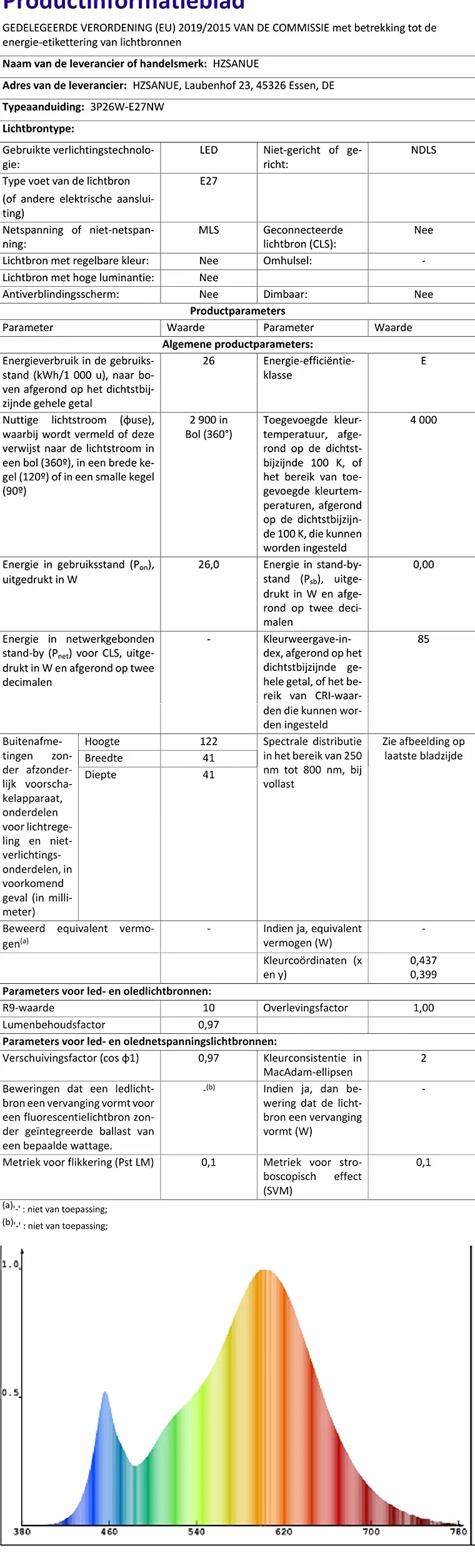 E27 Żarówki LED Kukurydziane 26W 4000K Neutralny Biały 2900 lm Odpowiednik 200W Opakowanie 3 szt