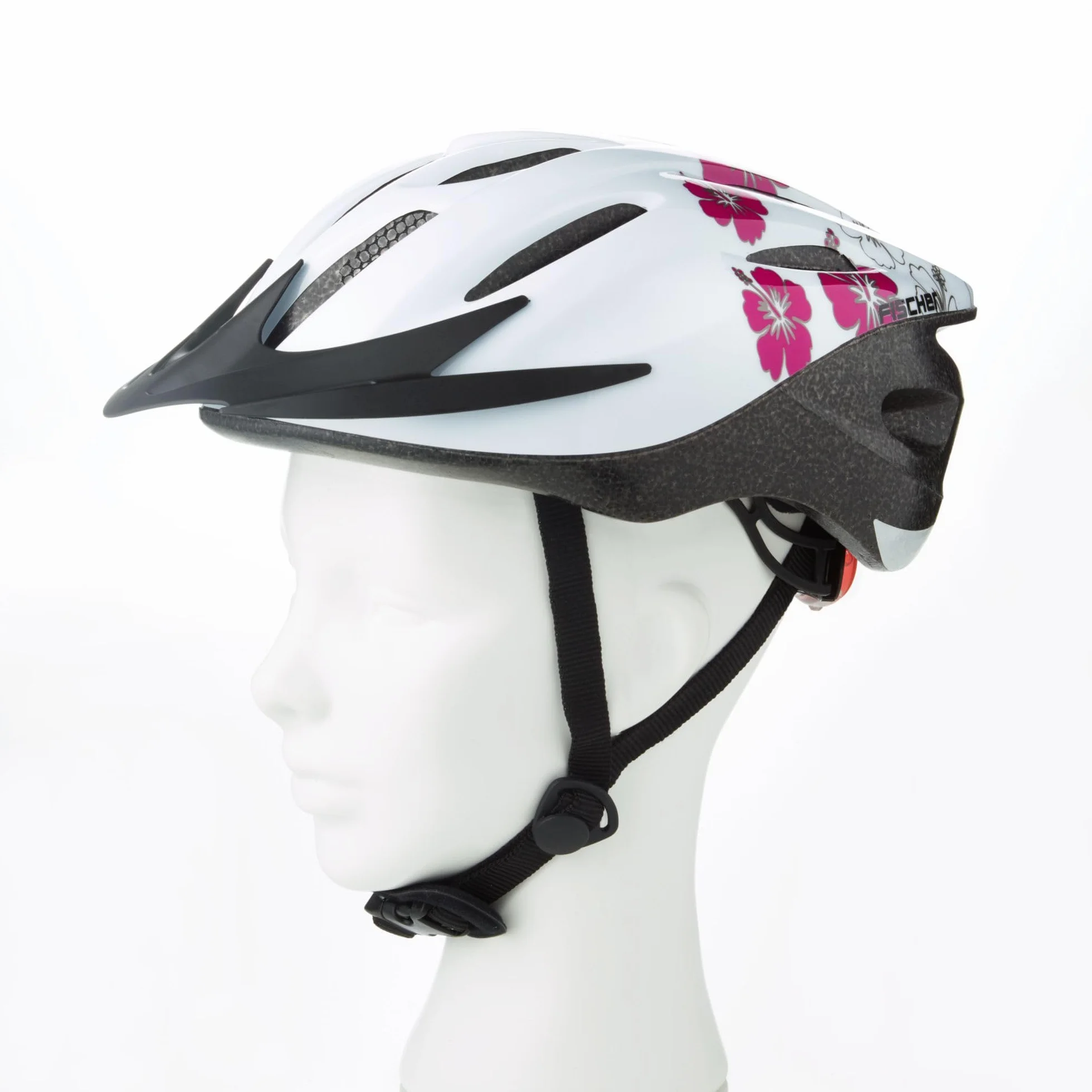 FISCHER Kask rowerowy dla dorosłych, kask rowerowy Hawaii, rozmiar S/M, 54-59 cm, biało-różowy