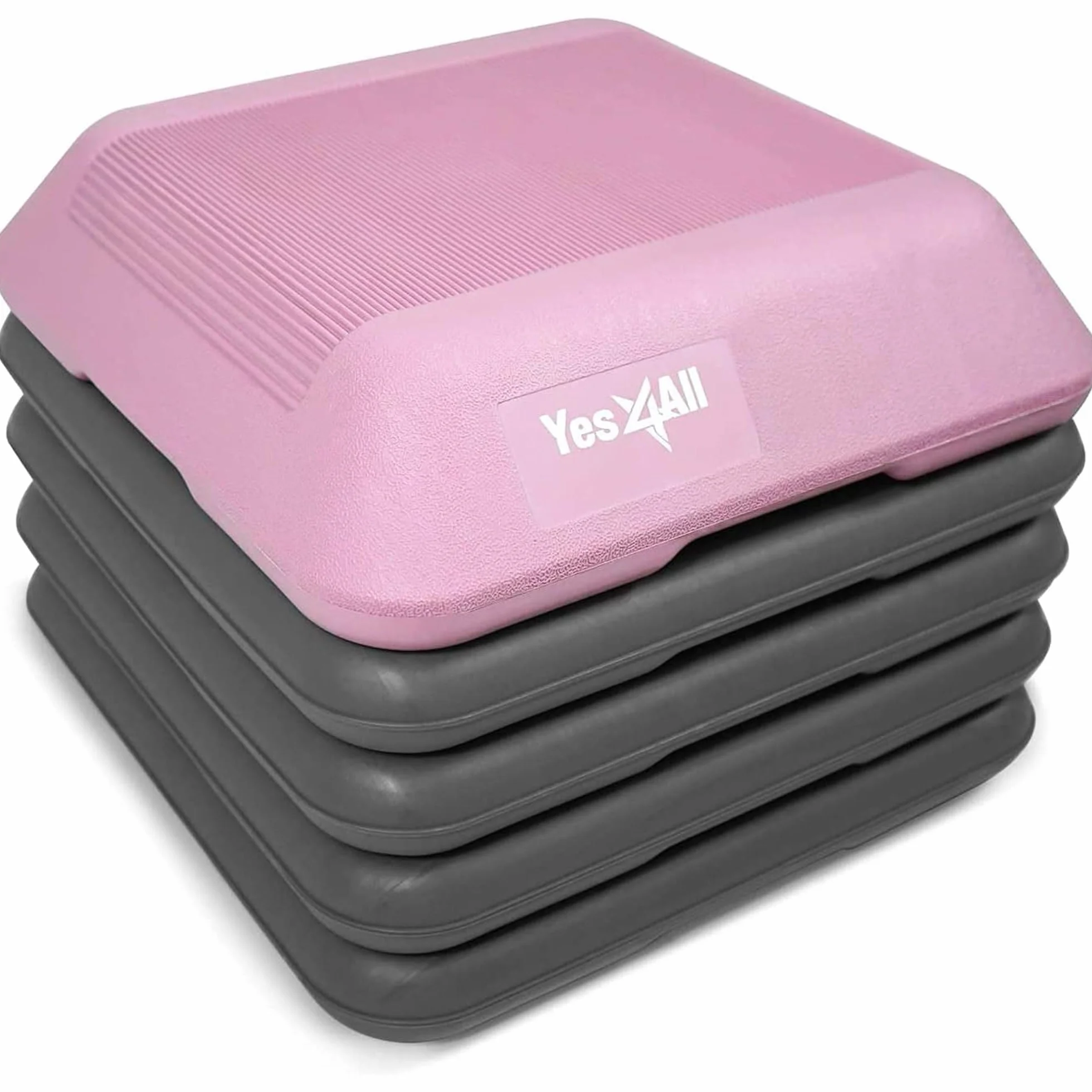 Yes4All CXKW regulowana platforma aerobowa 40,6 x 40,6 cm z 4 pionami różowo-szara