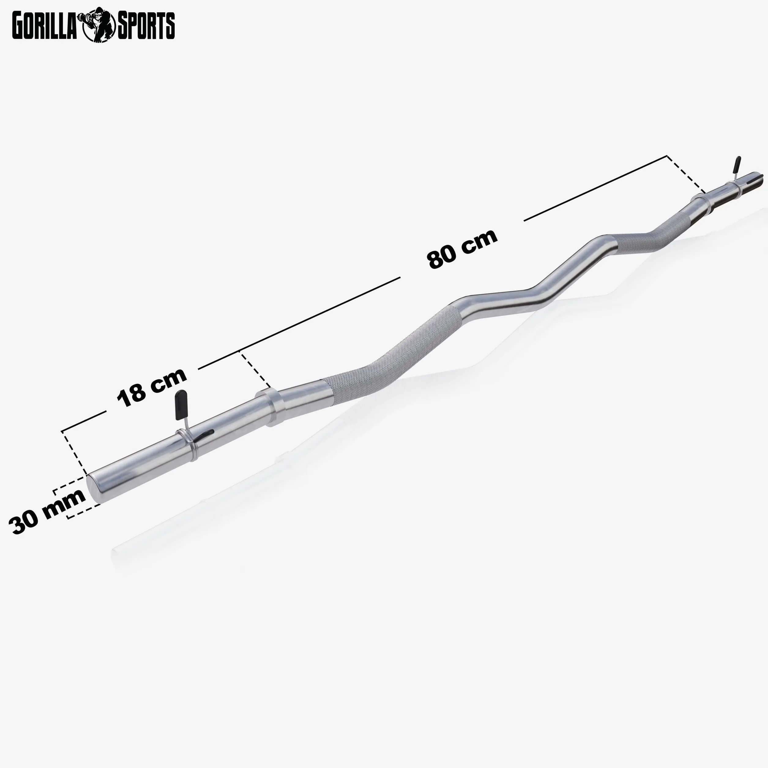 GORILLA SPORTS® Sztanga łamana SZ 120 cm 180 kg 30/31 mm chrom radełkowany antypoślizgowy