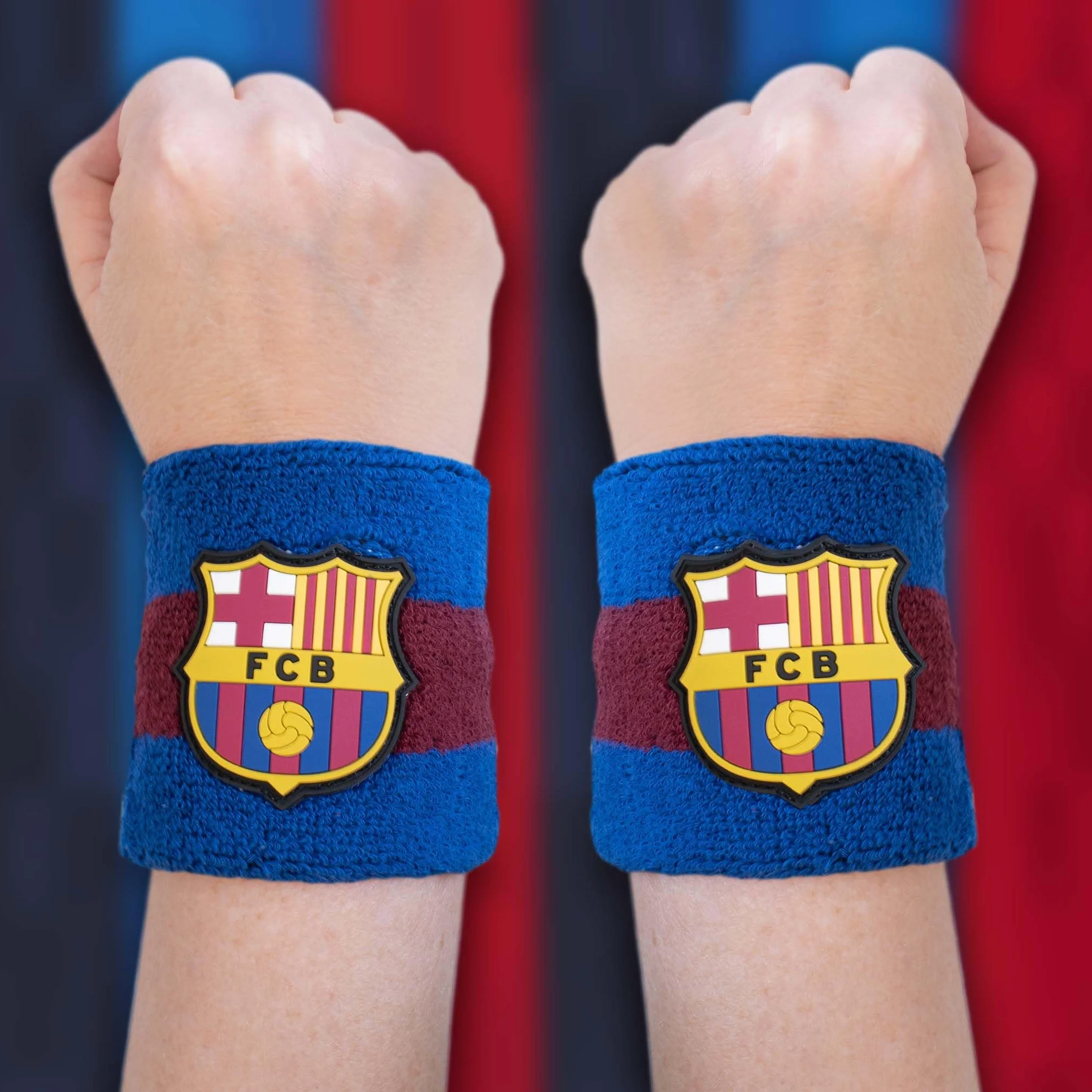 Hy-Pro Barca FC Barcelona bawełniana opaska na nadgarstek 2 sztuki przeciwpotna dla dzieci dorosłych unisex