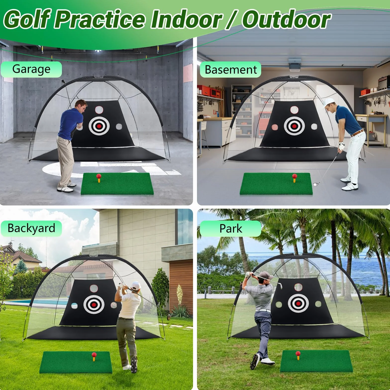 Siatka golfowa, siatka golfowa 3 x 2 m, do jazdy na podwórku, siatka do ćwiczeń golfowych z siatką do odprysków, trenażer huśtawek golfowych, prezenty golfowe dla mężczyzn/kobiet