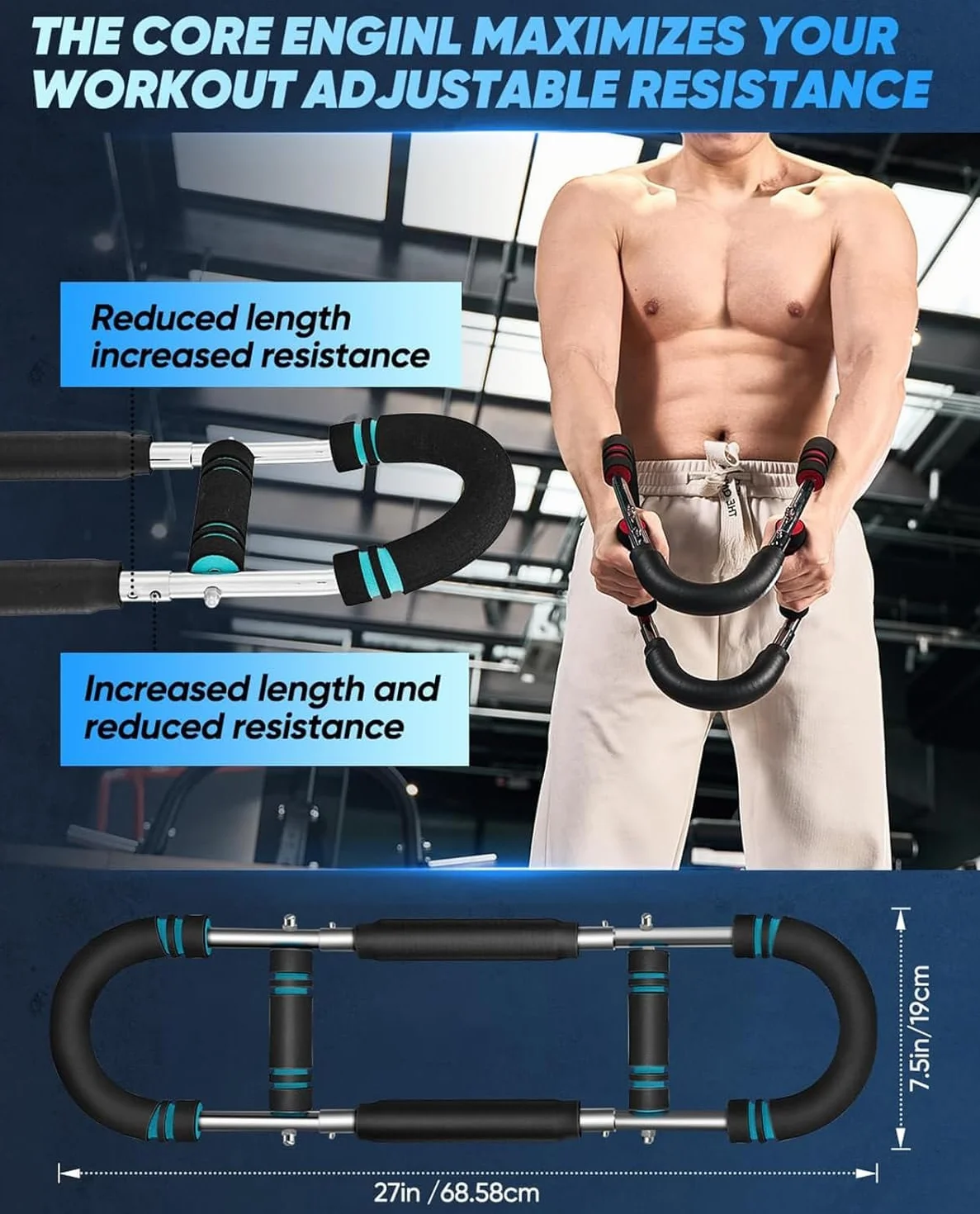 Twister Arm Trainer 40-100lb Regulowany Sprzęt Do Ćwiczeń Klatki Piersiowej Przenośny Drążek Power Twister