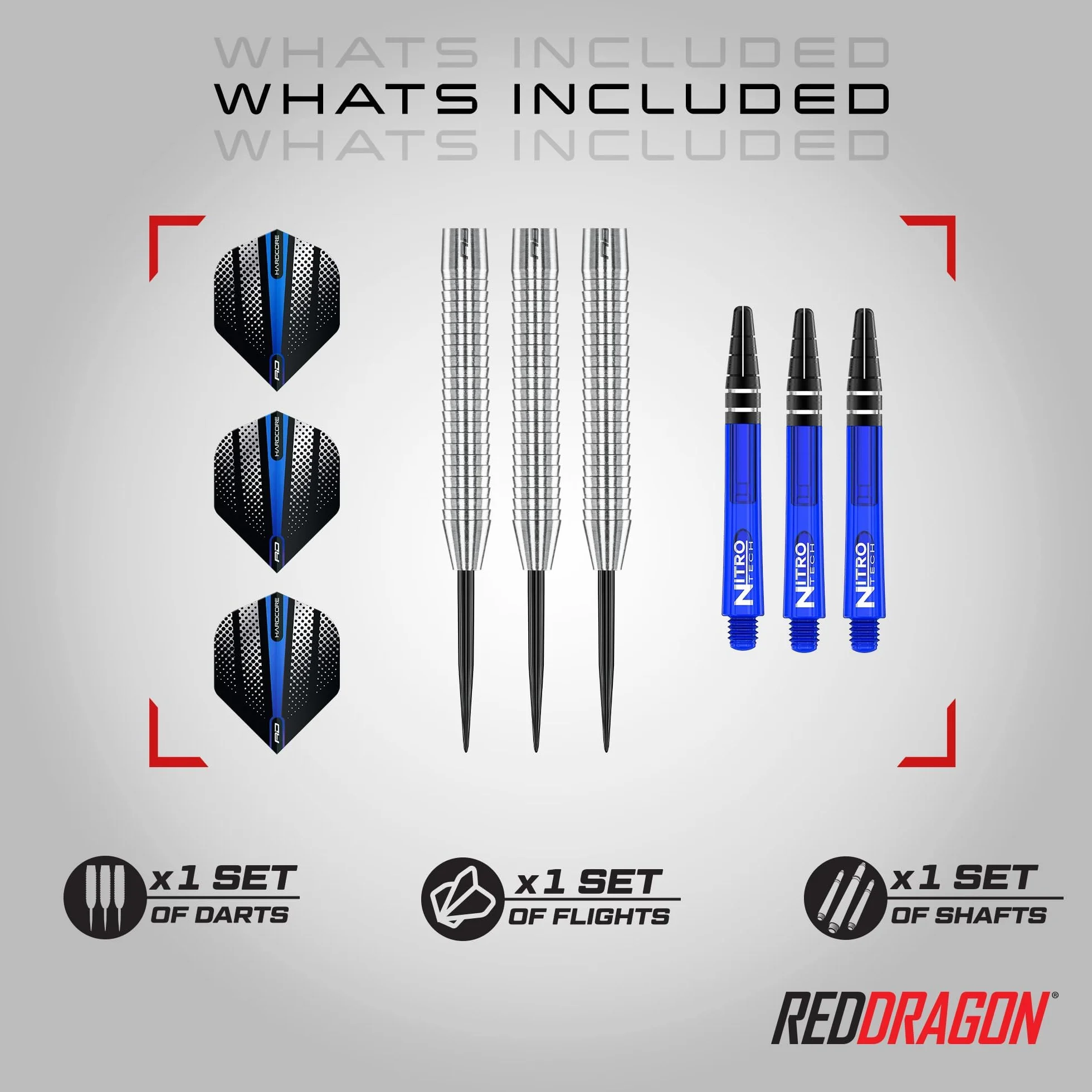 RED DRAGON Razor Edge Series rzutki wolfram profesjonalne stalowe z lotkami i wałkami