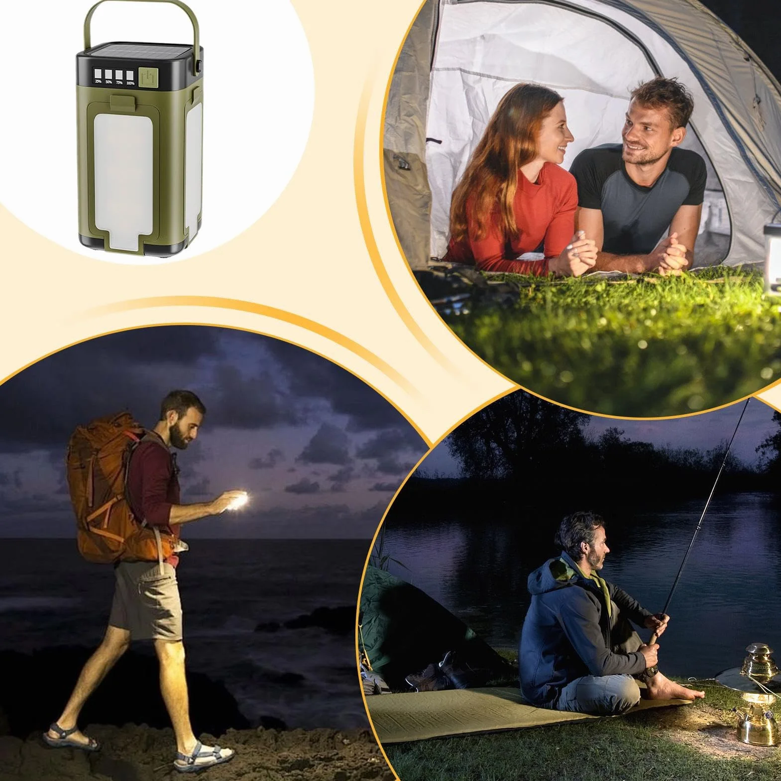 Camping Lamp LED Foldable Dimmable Rechargeable USB Battery Bright Light for Outdoor Activities 4.72x2.76x2.76in