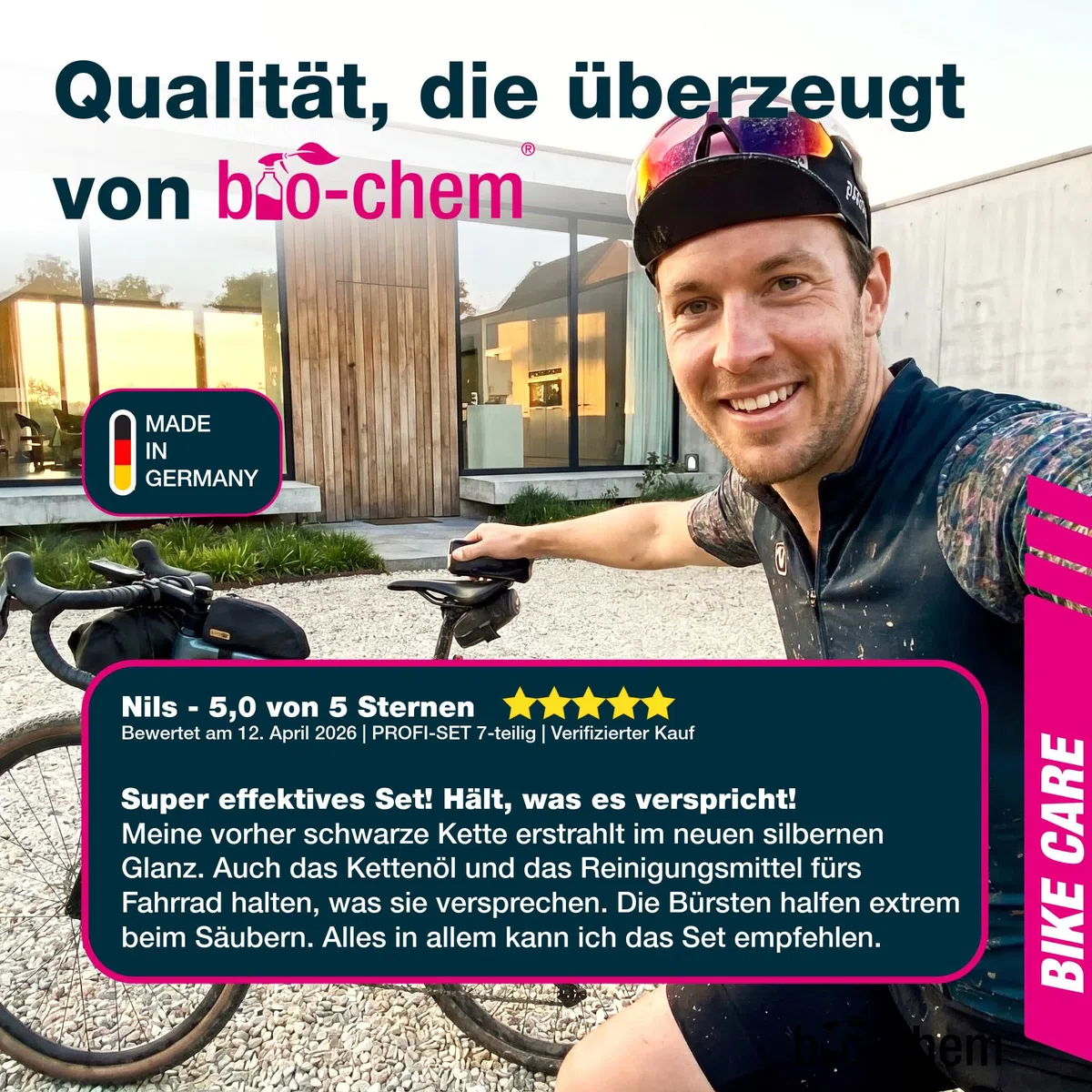 Bio-Chem - Zestaw 7 produktów do czyszczenia roweru - Środek do czyszczenia ram rowerowych - Środek do odtłuszczania łańcucha - Olej smarujący - 3 szczotek do czyszczenia + szczotka rowerowa