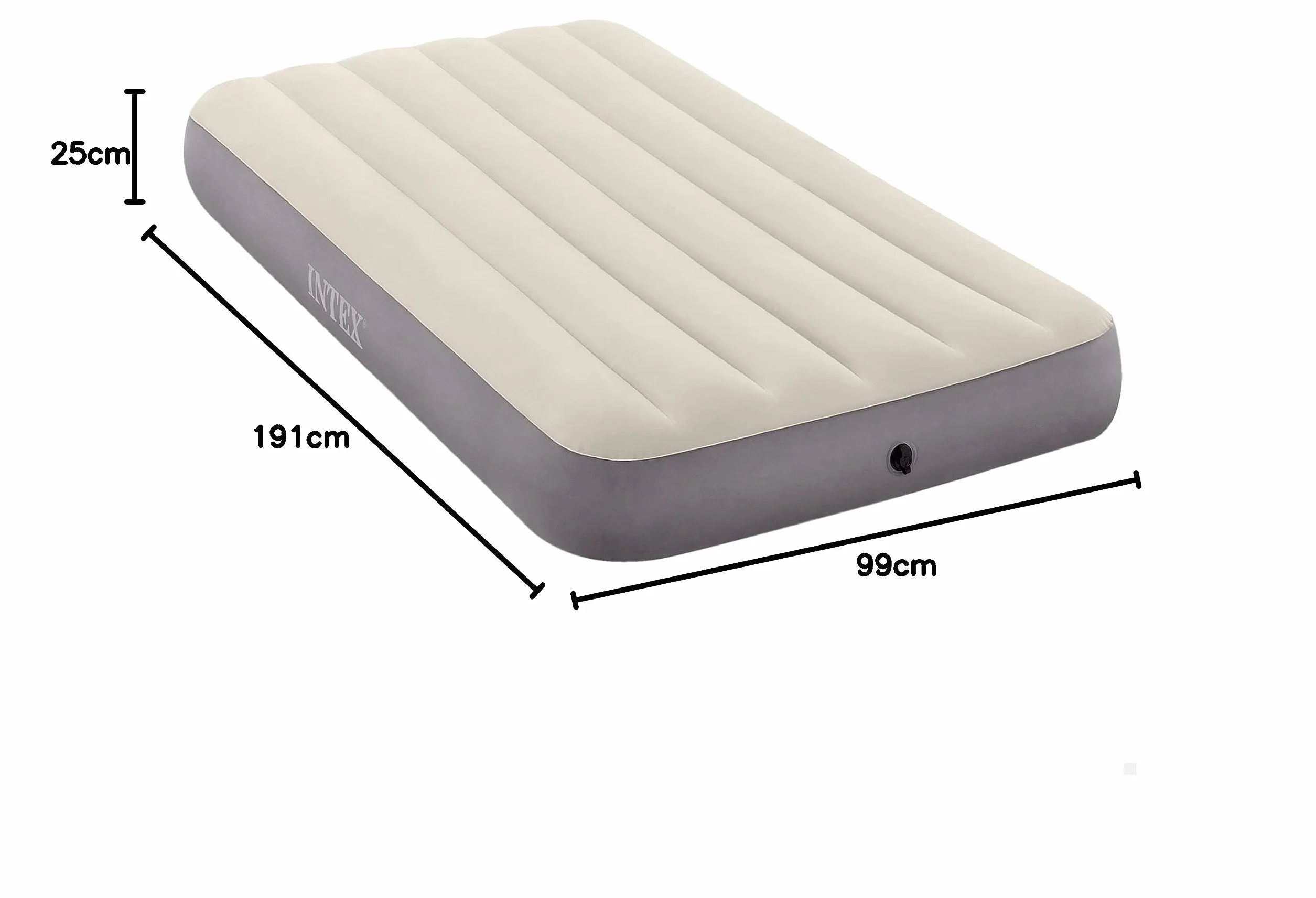 Intex 64101 pojedynczy nadmuchiwany materac Dura-Beam Single-High, PCW, kremowy, 99 x 191 x 25 cm