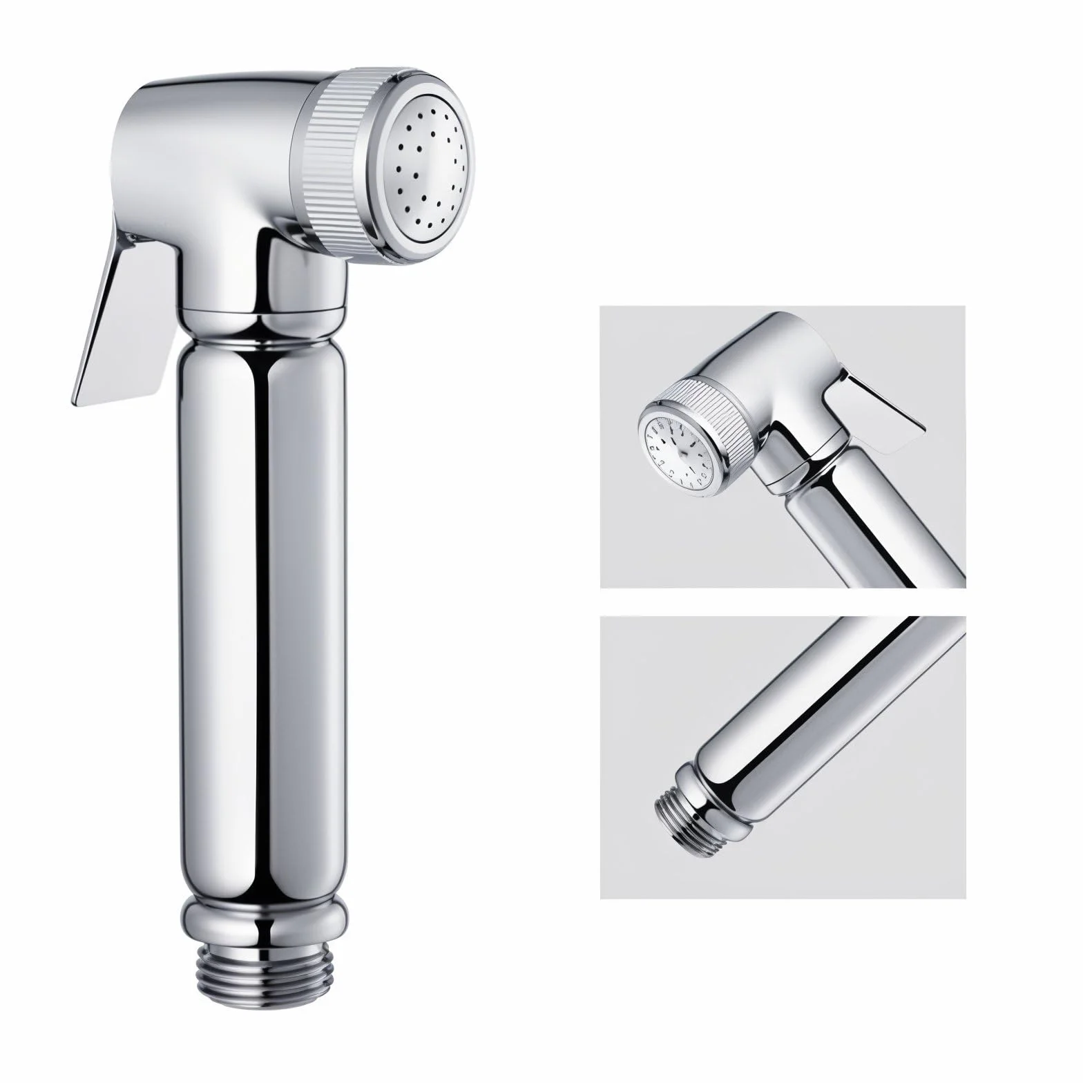 Ręczna Słuchawka Bidetowa WC/Bidet z Chromowanego Mosiądzu – Zestaw Soho Design z Zaworem Odcinającym, Uchwyt Ścienny, Wąż 120 cm, Gwint G1/2”