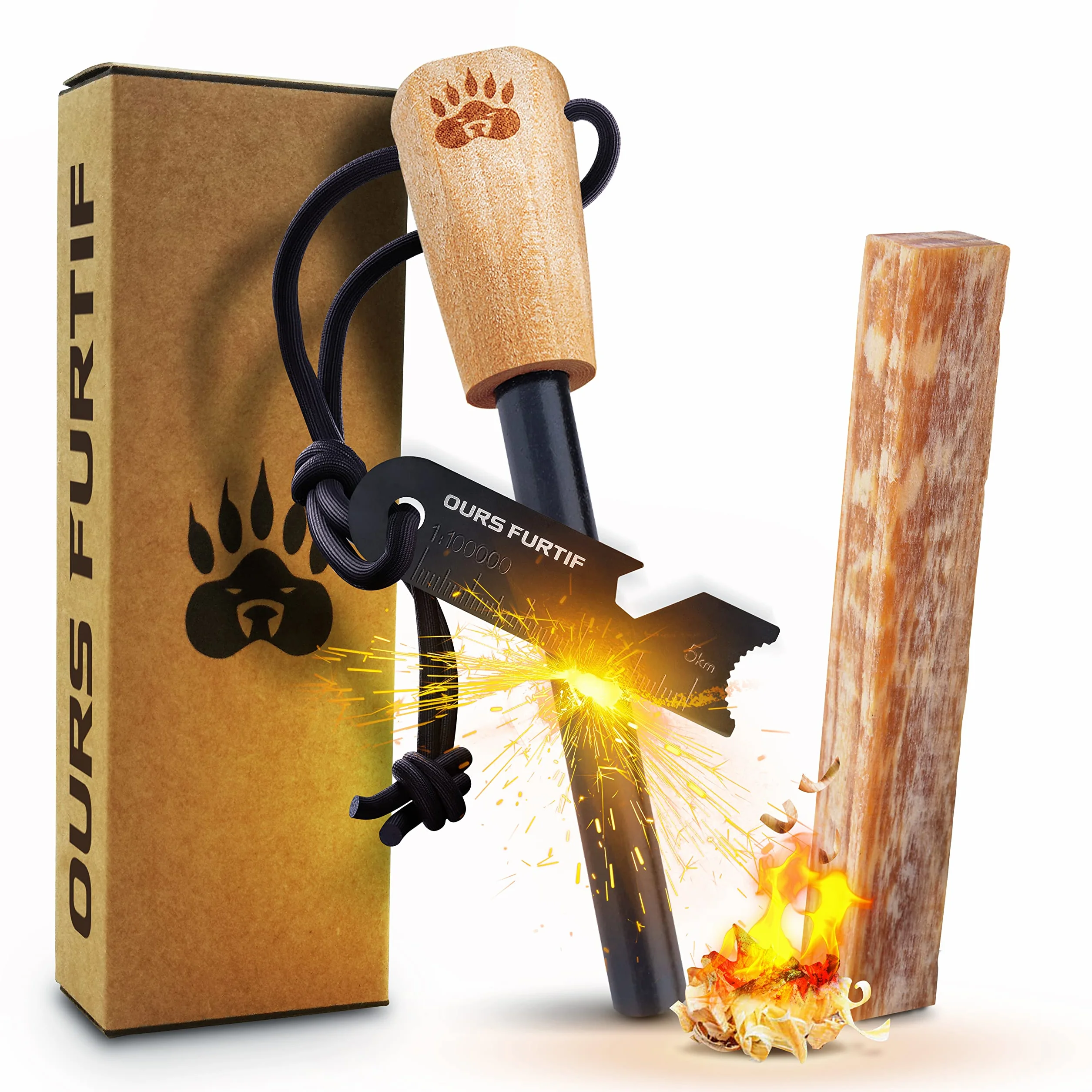 Firesteel Kit 7 in 1 10mm Survival Silex Multi-tool Tindersticks