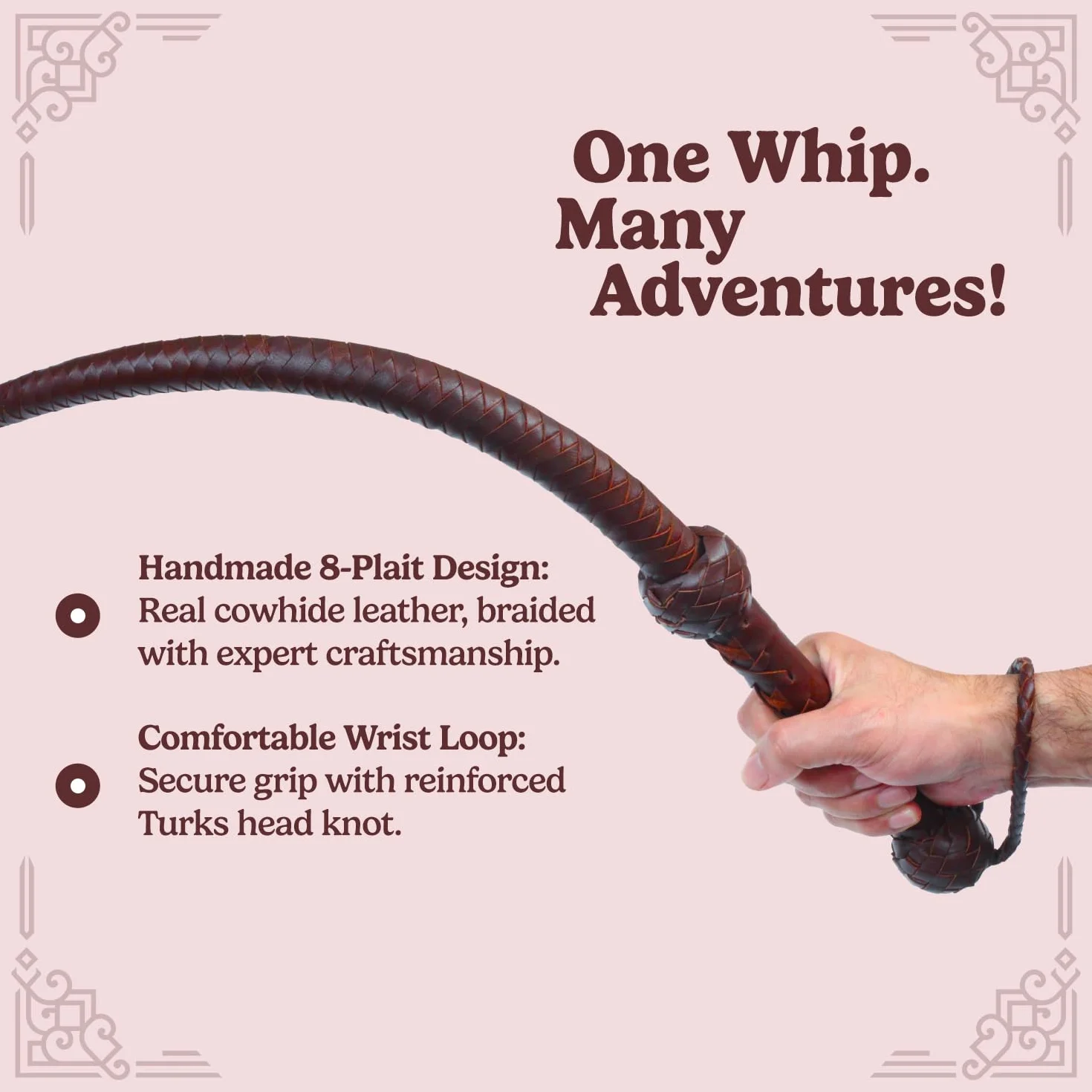 Indiana Jones styl 15 stóp 8 warkocz ciemnobrązowy skórzany bulwhip prawdziwa skóra bydlęca bull whip