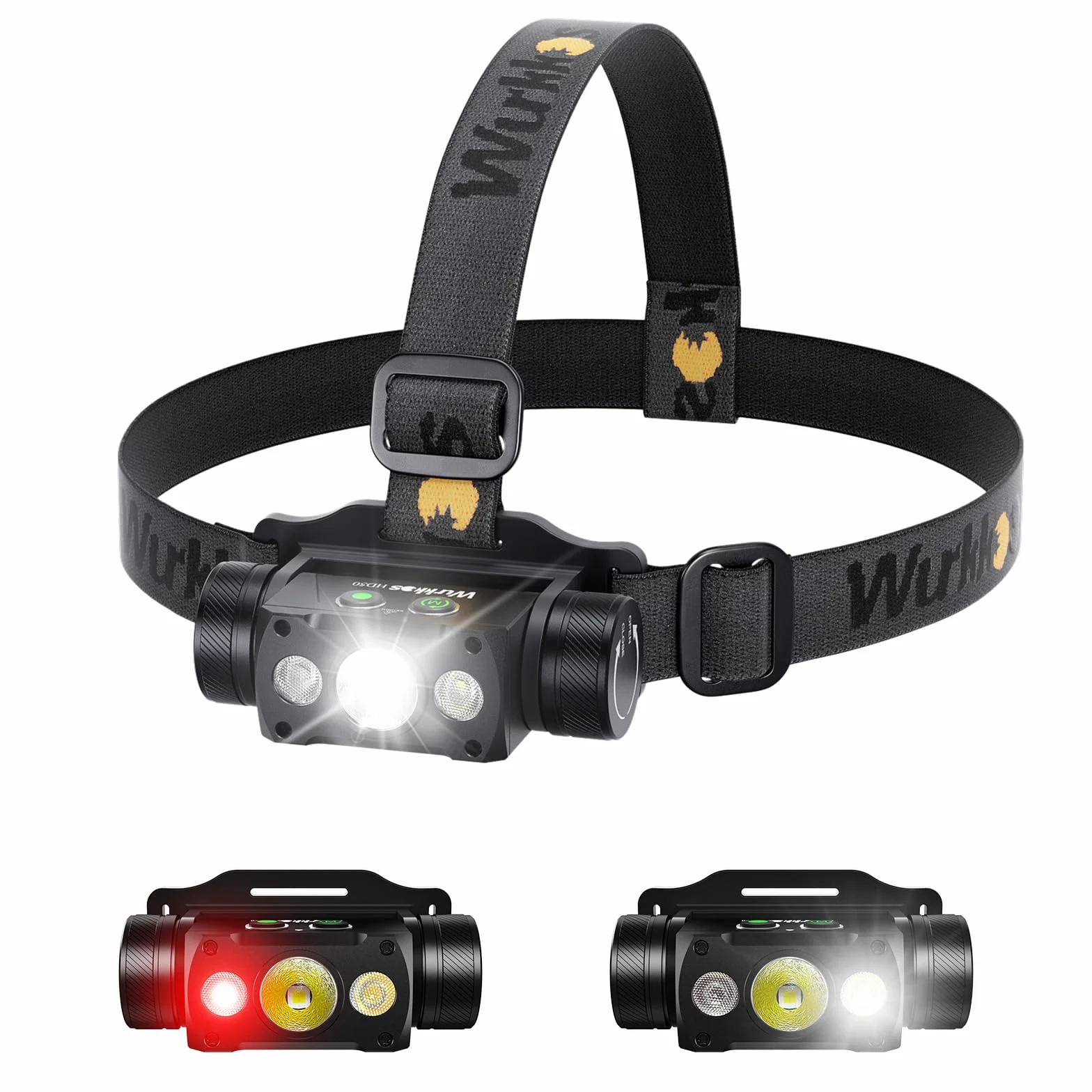Wurkkos Latarka czołowa LED, ładowalna, czerwone białe światło, 4500 lumenów, super jasna latarka czołowa, z magnetycznym ssaniem, wodoodporność IP67, do przerw w dostawie prądu, na kemping, wędrówki