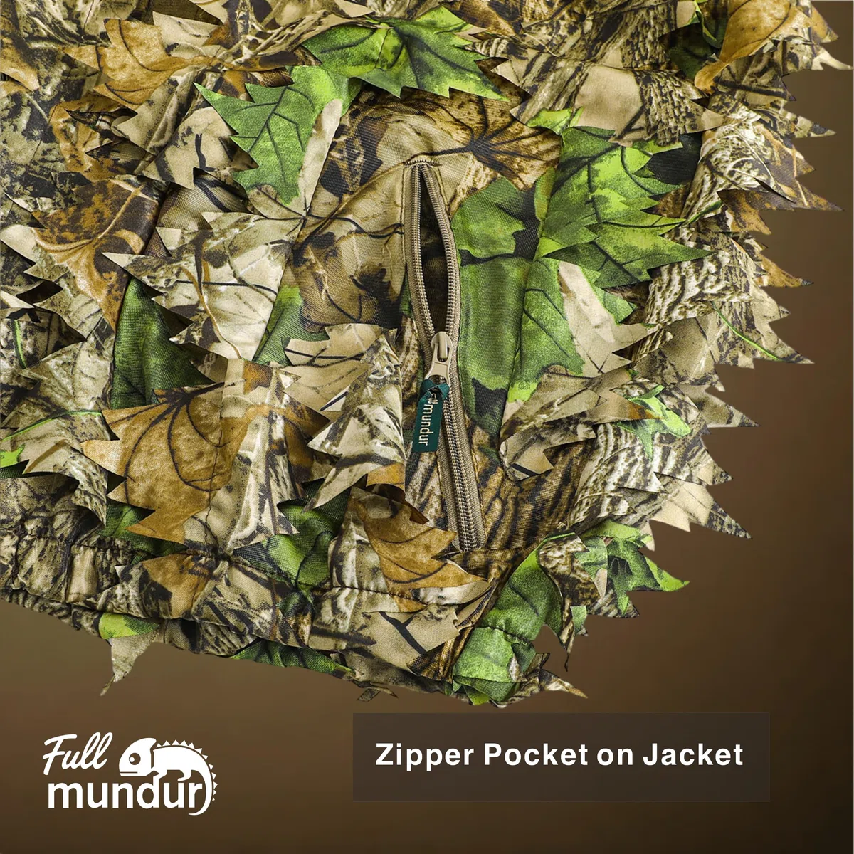 Camo kurtka myśliwska, kombinezon z liści