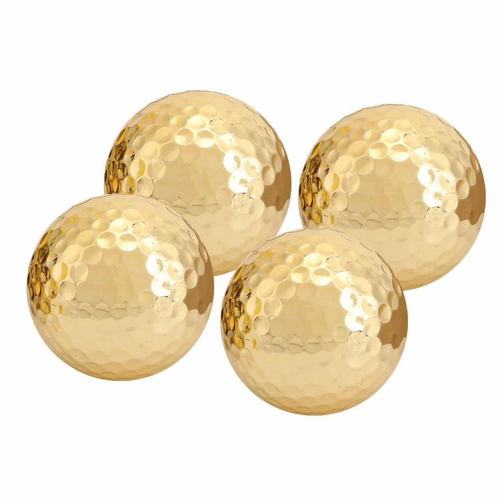 Złote Piłki Golfowe Pozłacane Dwuwarstwowe 4 szt. Akcesoria Golfowe