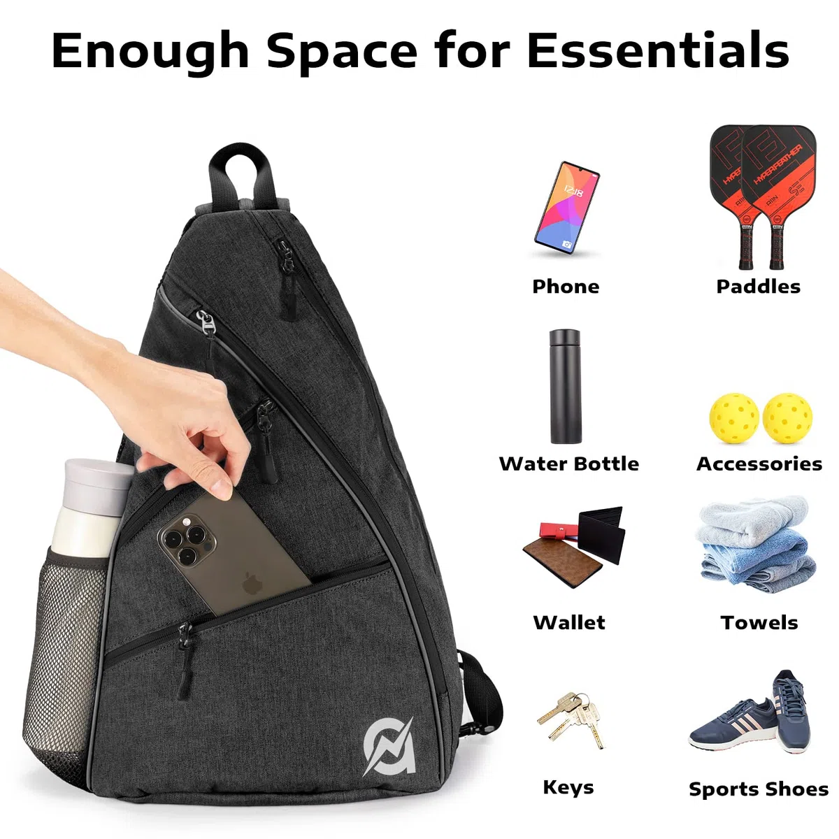 A11N SPORTS Torba do pickleball, dwustronna torba typu crossbody do przekształcenia w plecak, dla kobiet i mężczyzn