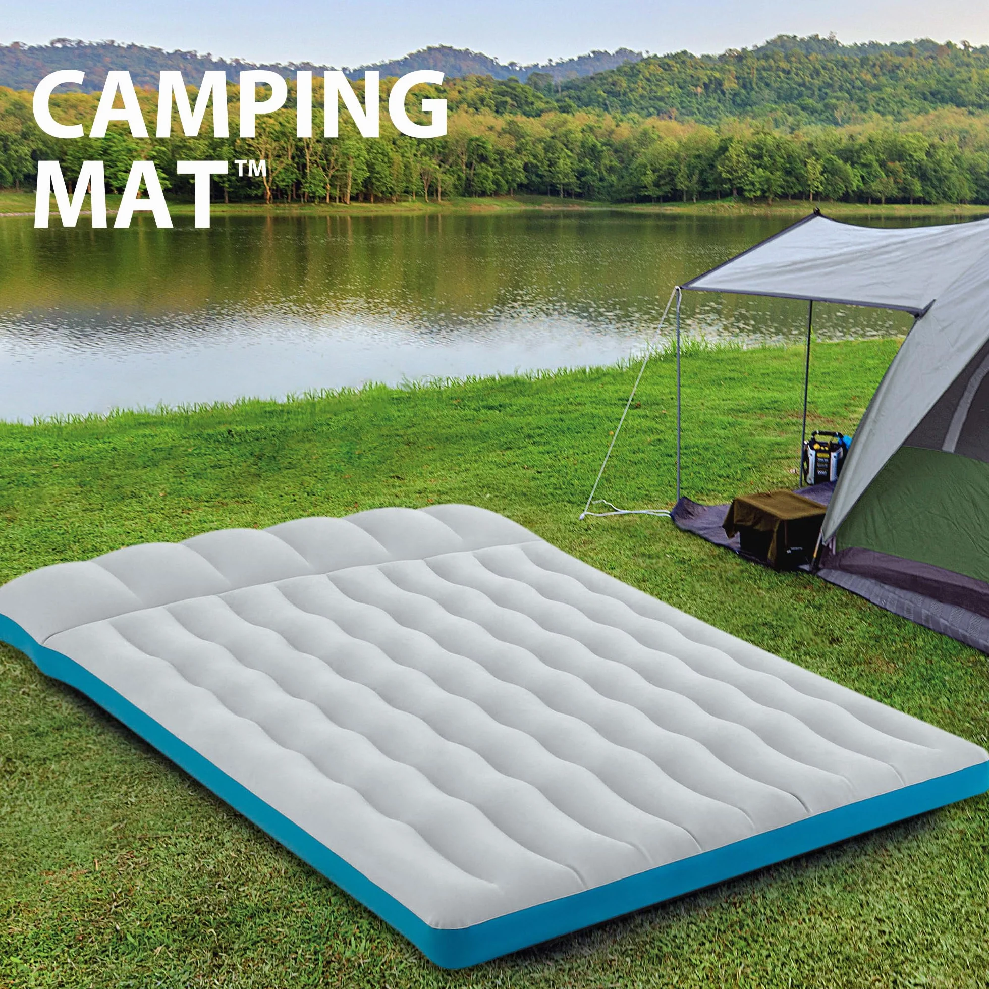 Intex 67999 Materasso Matrimoniale Camping Laminato 193 x 127 x 24 cm Grigio/Blu