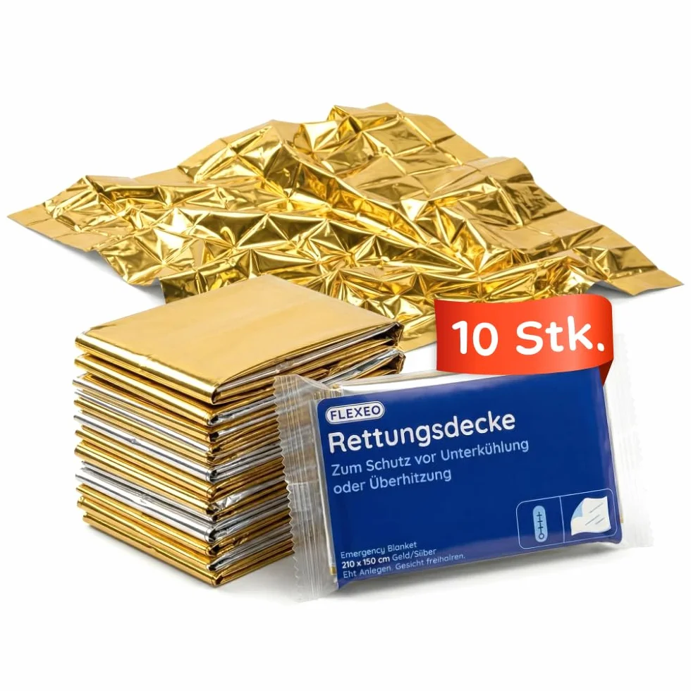 koc ratunkowy 1 10 20 50 sztuk | 210 cm x 160 cm | srebrny/złoty | folia ratunkowa | ratunkowa | pierwsza pomoc | dekoracja | ochrona przed ciepłem | ochrona przed zimnem | koc ratunkowy | camping (10)