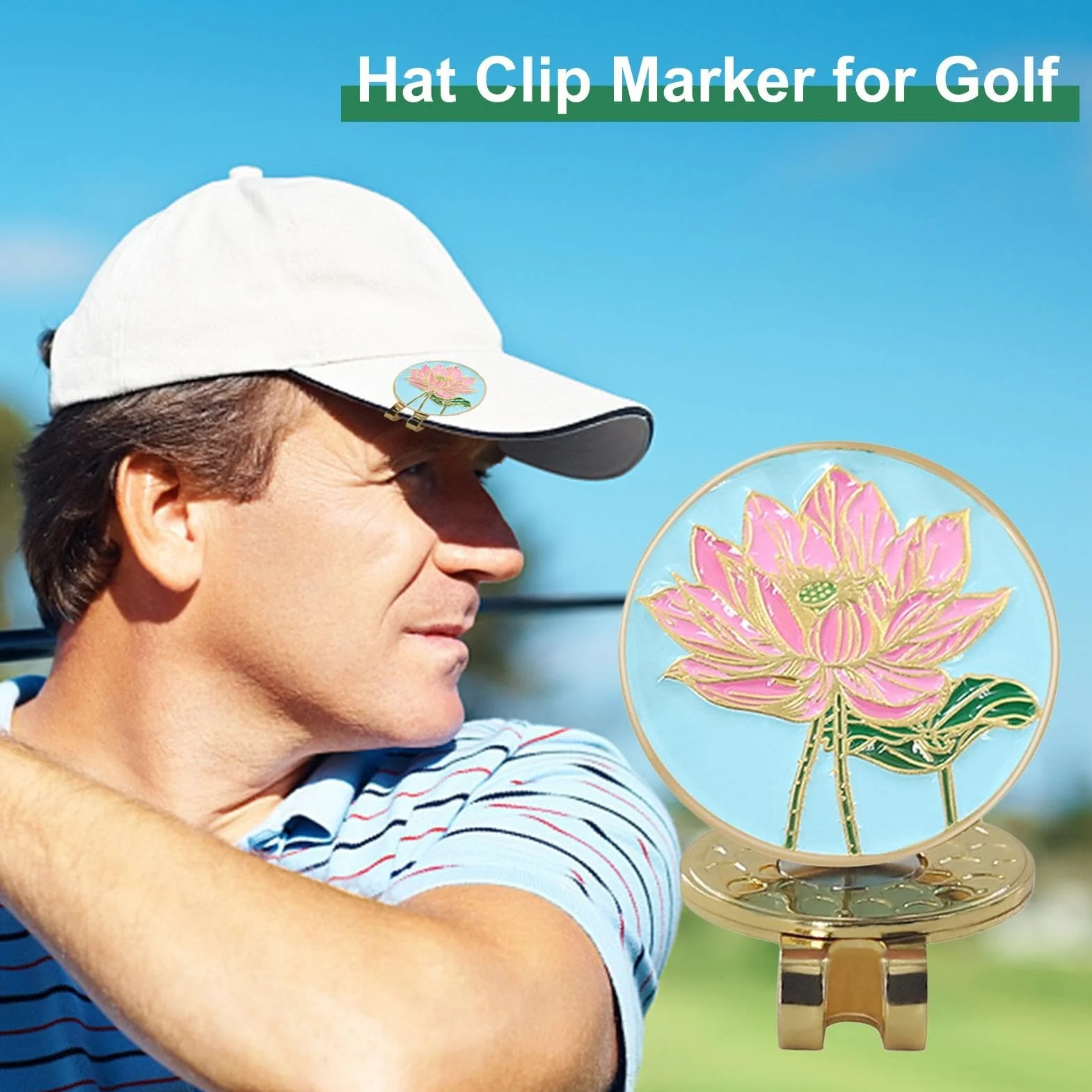 Generisch Klips do znacznika piłki golfowej, dekoracyjny klips do golfa, przenośny wzór kwiatowy, akcesoria golfowe dla graczy