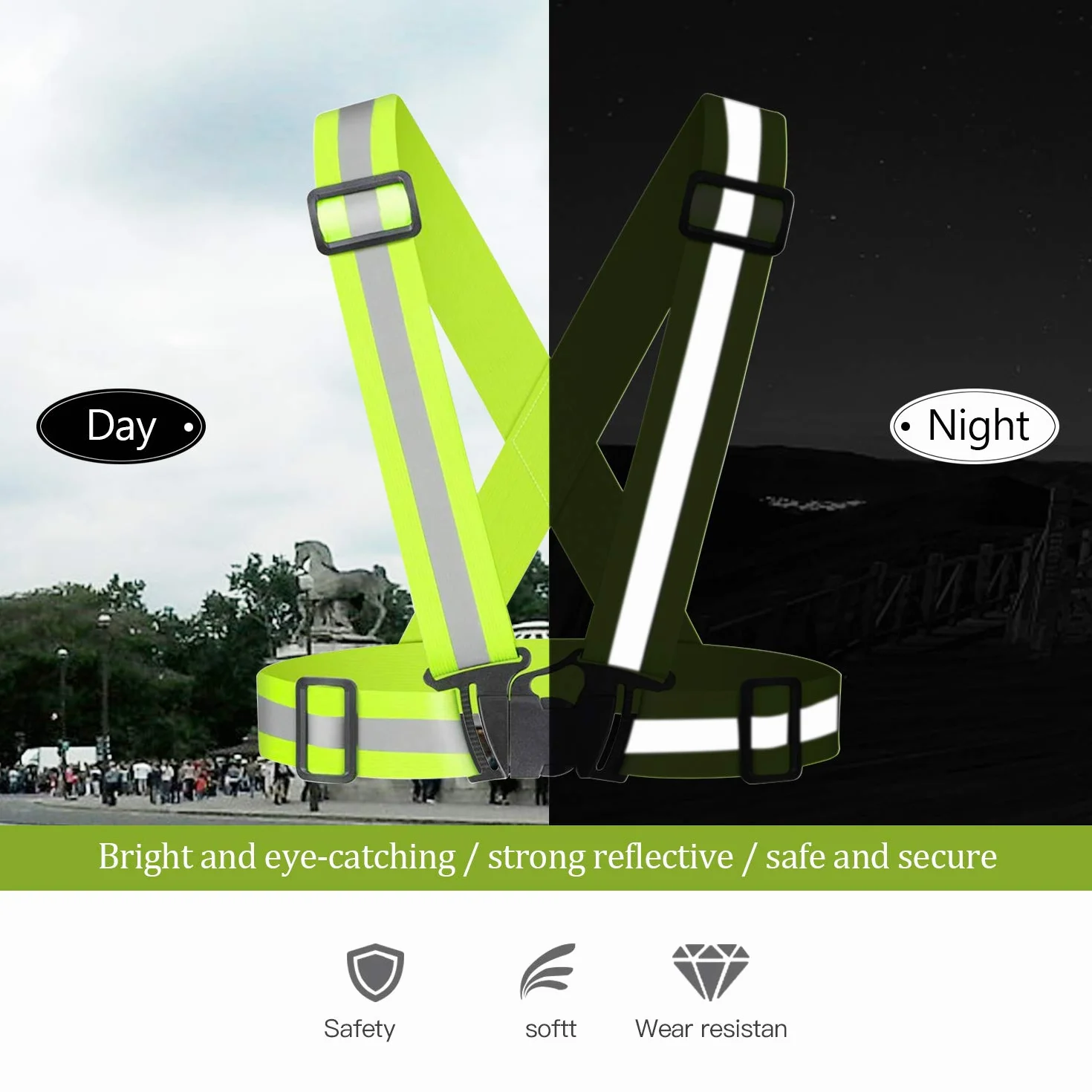 SANTOO 2 Stück Reflektorweste,360° Sicherheitsweste Motorrad Warnweste Reflektierende Weste Elastic Verstellbar Warnweste Erwachsene Kinder für Laufen, Camping, Fahrrad, Motorrad
