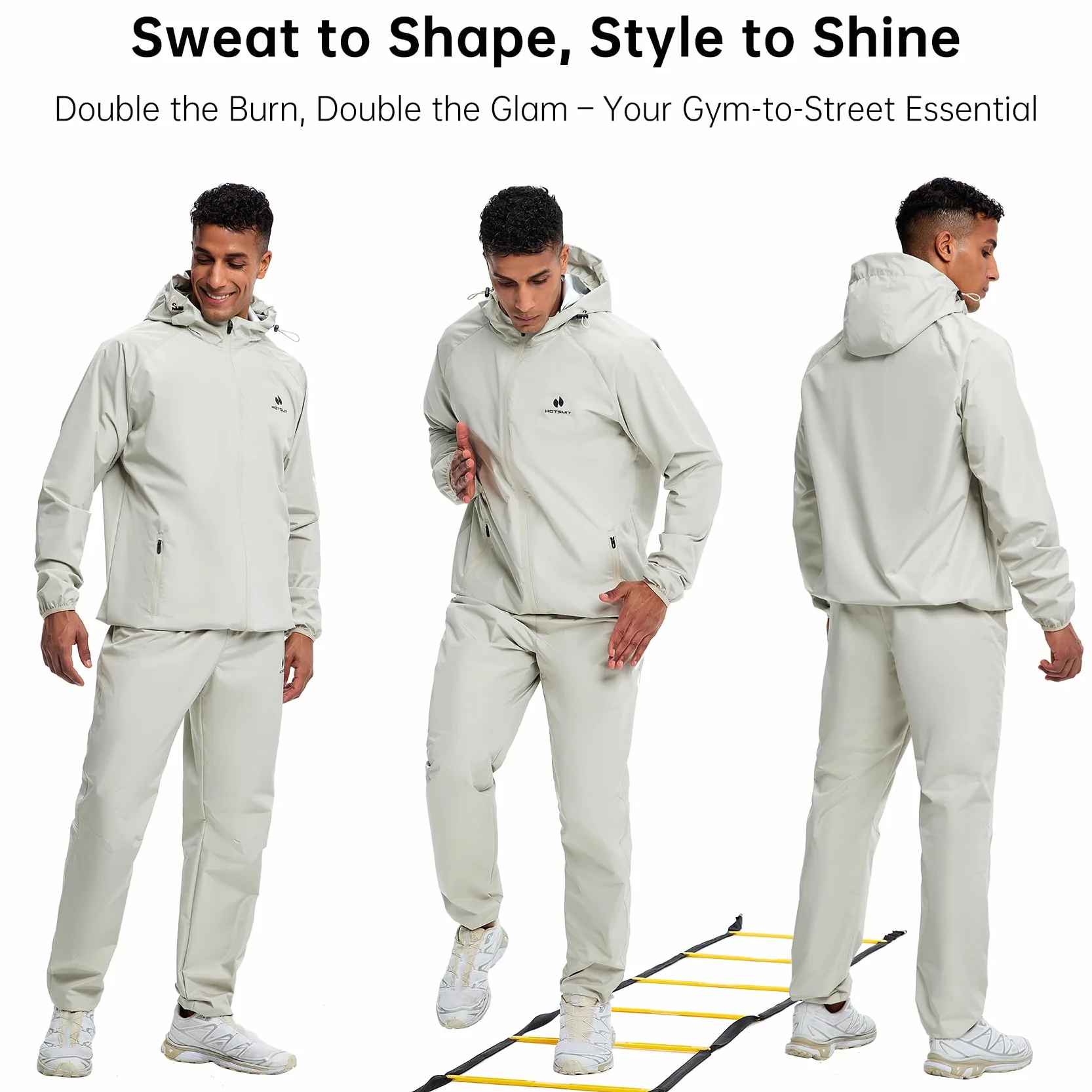HOTSUIT Herren Sauna Trainingsanzug Reißverschluss Fitness Schwitzjacke czarna