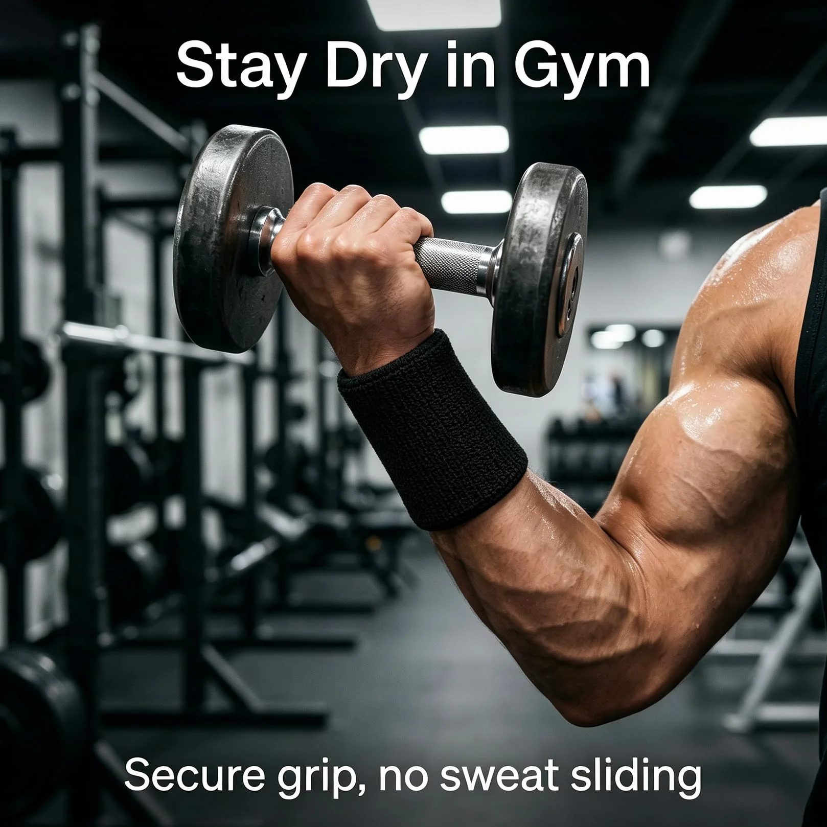 6 szt. opasek na nadgarstek, elastyczne frotki sportowe, opaski przeciwpotne na nadgarstki, wristbandy dla mężczyzn i kobiet do fitnessu, piłki nożnej, tenisa (czarne)