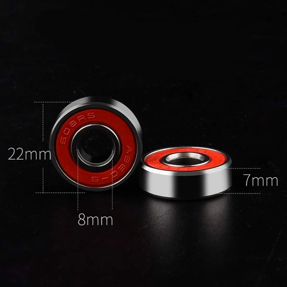 JZK 20 x Łożyska Skate 608 RS ABEC-9 Łożyska Rolki Łyżwy Rolki Łyżwy Skutery, Czerwony i Czarny