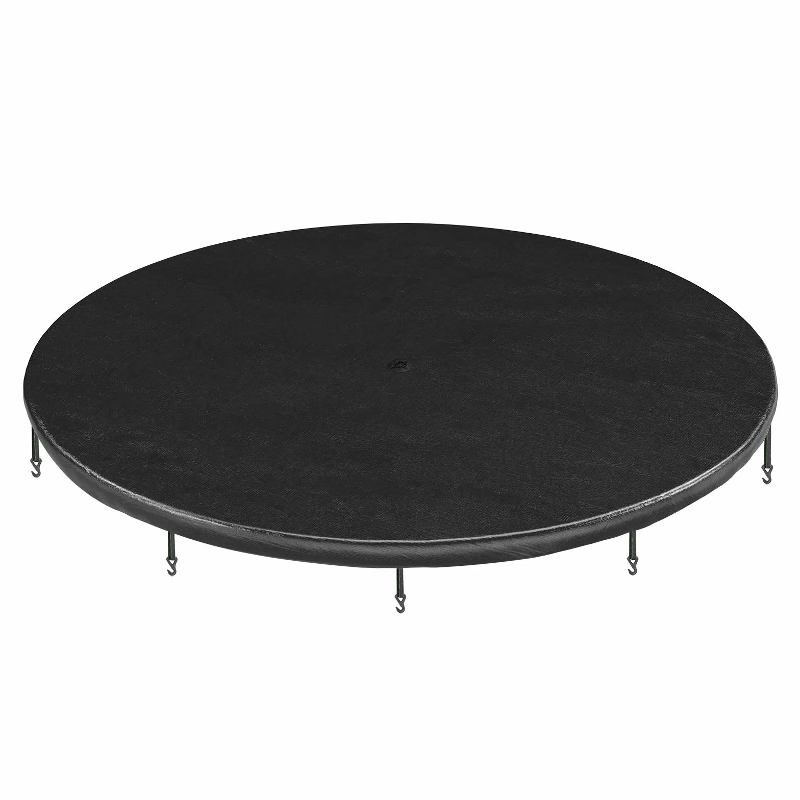 SONGMICS Osłona Ø 244 305 366 cm na trampolinę, plandeka z otworami odpływowymi, plandeka chroniąca przed słońcem, liśćmi, śniegiem i brudem, elastyczne taśmy i haczyki, czarna