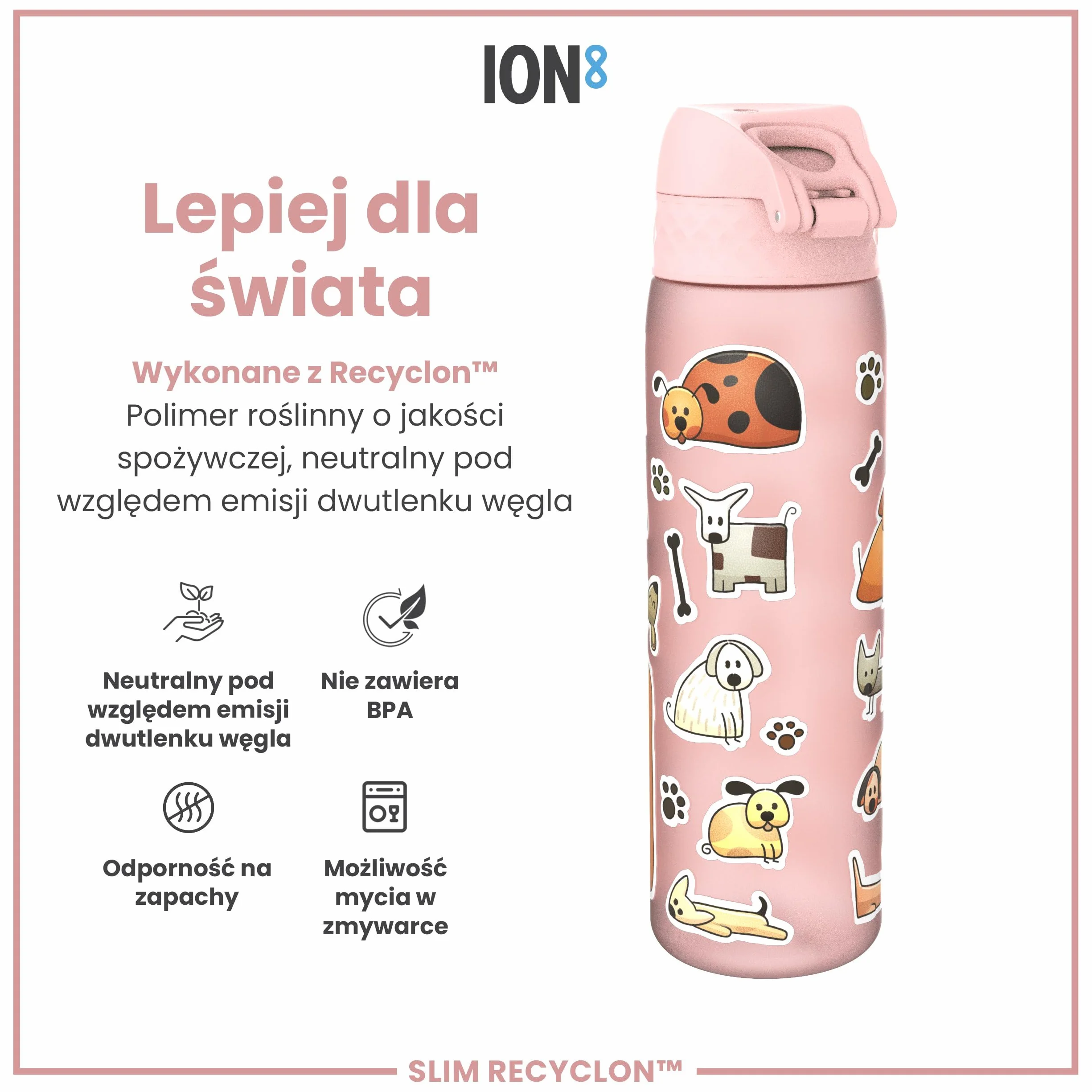 ION8 Butelka na Wodę 500 ml Szczelna Bez BPA Łatwe Otwieranie
