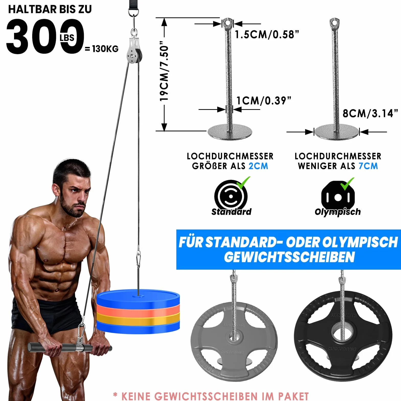 System bloczków do treningu w domu z drążkiem LAT PULL DOWN 100 cm – akcesoria fitness do uginania bicepsów i tricepsów, sprzęt na siłownię domową