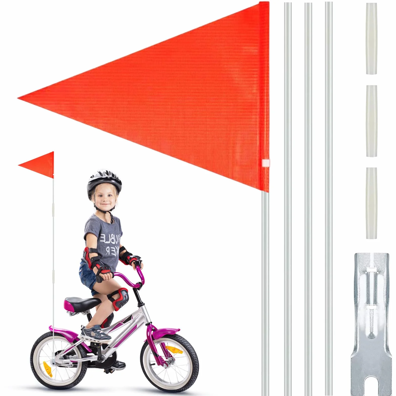 Chorągiewka rowerowa dla dzieci 150 cm czerwona regulowana flaga bezpieczeństwa