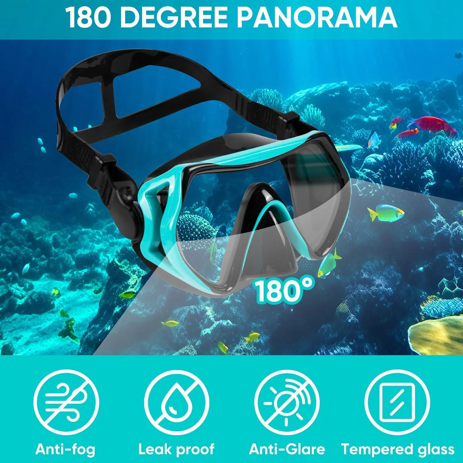 Zestaw do snorkelingu sucha maska z fajką ochrona przed zaparowaniem panoramiczny widok 180°