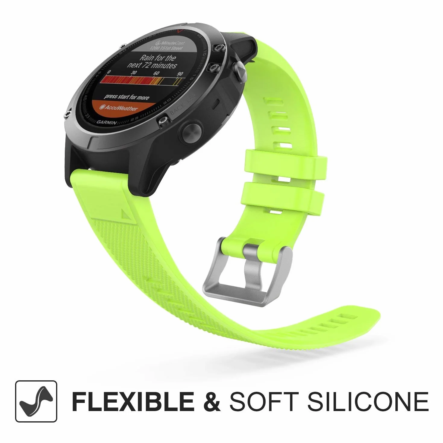 MoKo Silicone Replacement Sport Watch Band 22mm for Garmin Fenix 7/7 Pro/6/6 Pro/5/5 Plus/Forerunner 965/955/945/Instinct Solar/Instinct 2, Green