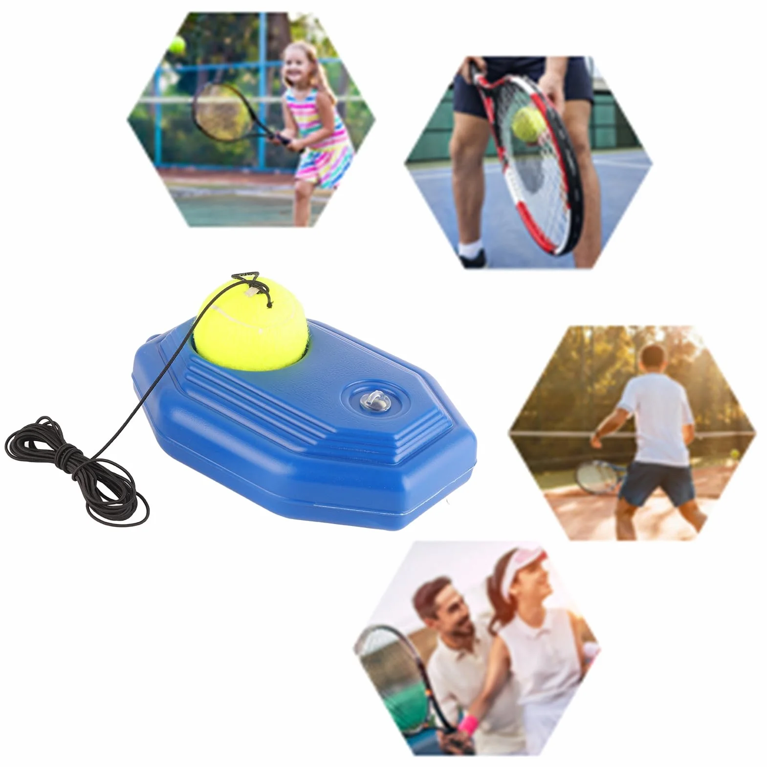 Tennis Trainer Rebound Ball, Tennis Ball Back Base Trainer Set With Rubber Elastic Rope For Single Person Practice