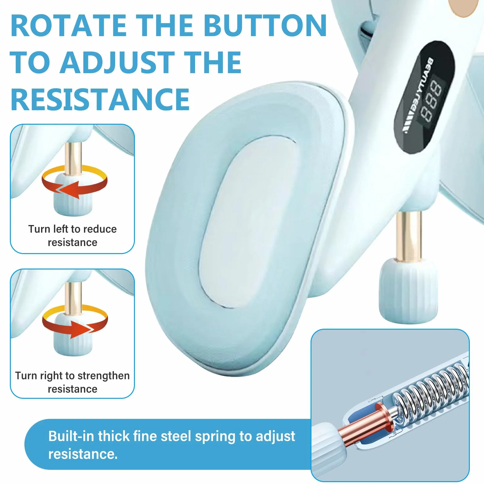 Trenażer ud, 7-16 kg, regulowany opór, trener dna miednicy, przyrząd treningowy dna miednicy, urządzenie treningowe, prasa do nóg, wielofunkcyjny, trenażer dna miednicy dla kobiet, trener dna miednicy
