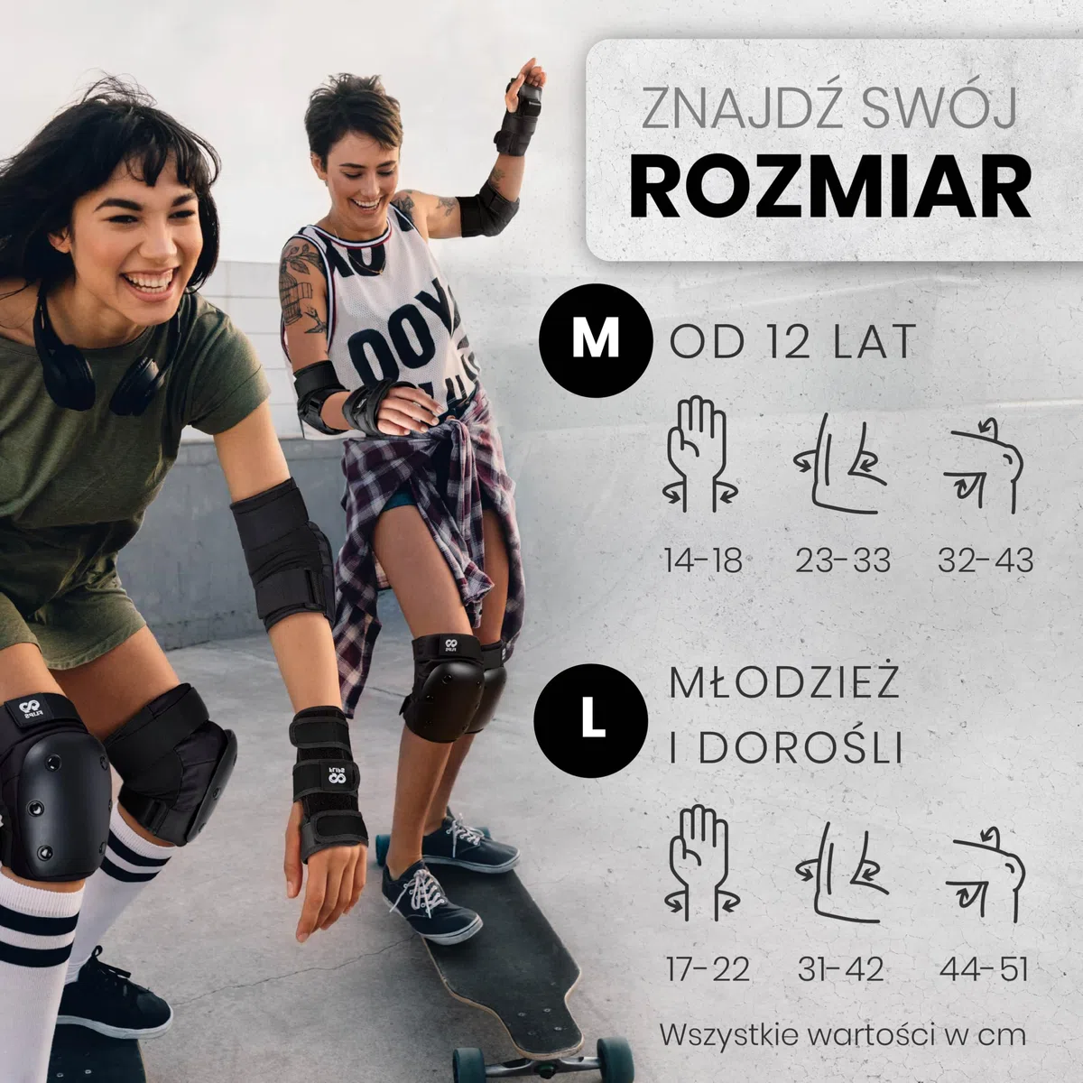 99FLIPS DIVE Czarne ochraniacze na rolki dla dorosłych i dzieci od 12 lat L Zestaw 6 el z certyfikatem GS dla kobiet i mężczyzn Nakolanniki i ochraniacze na deskorolkę