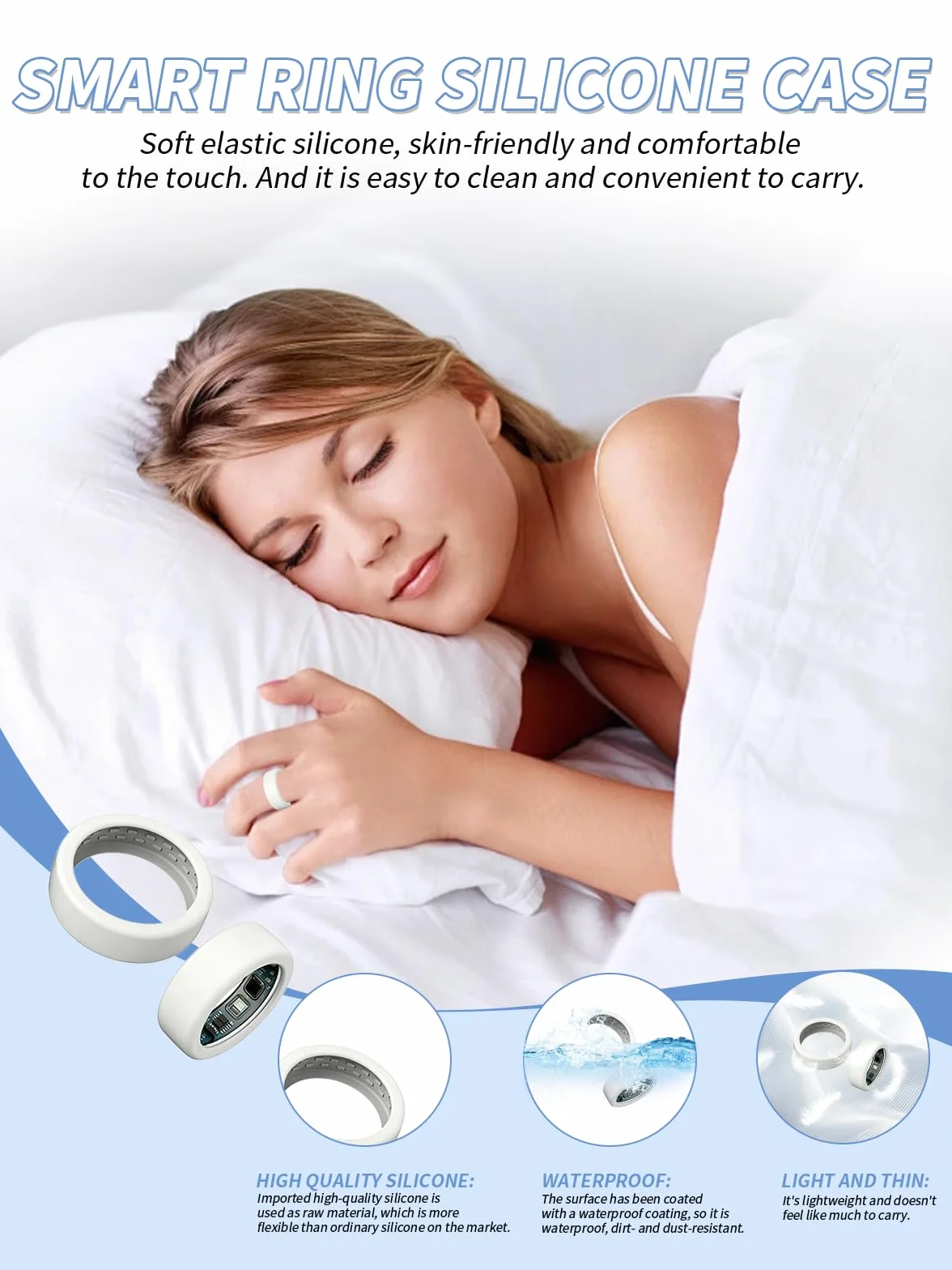 Silikonowe etui ochronne do OURA Ring 5 Smart Ring, odporne na zarysowania i uderzenia, miękkie etui ochronne na pierścionki, pasuje do rozmiaru M (10/11/12/13), czarne i białe