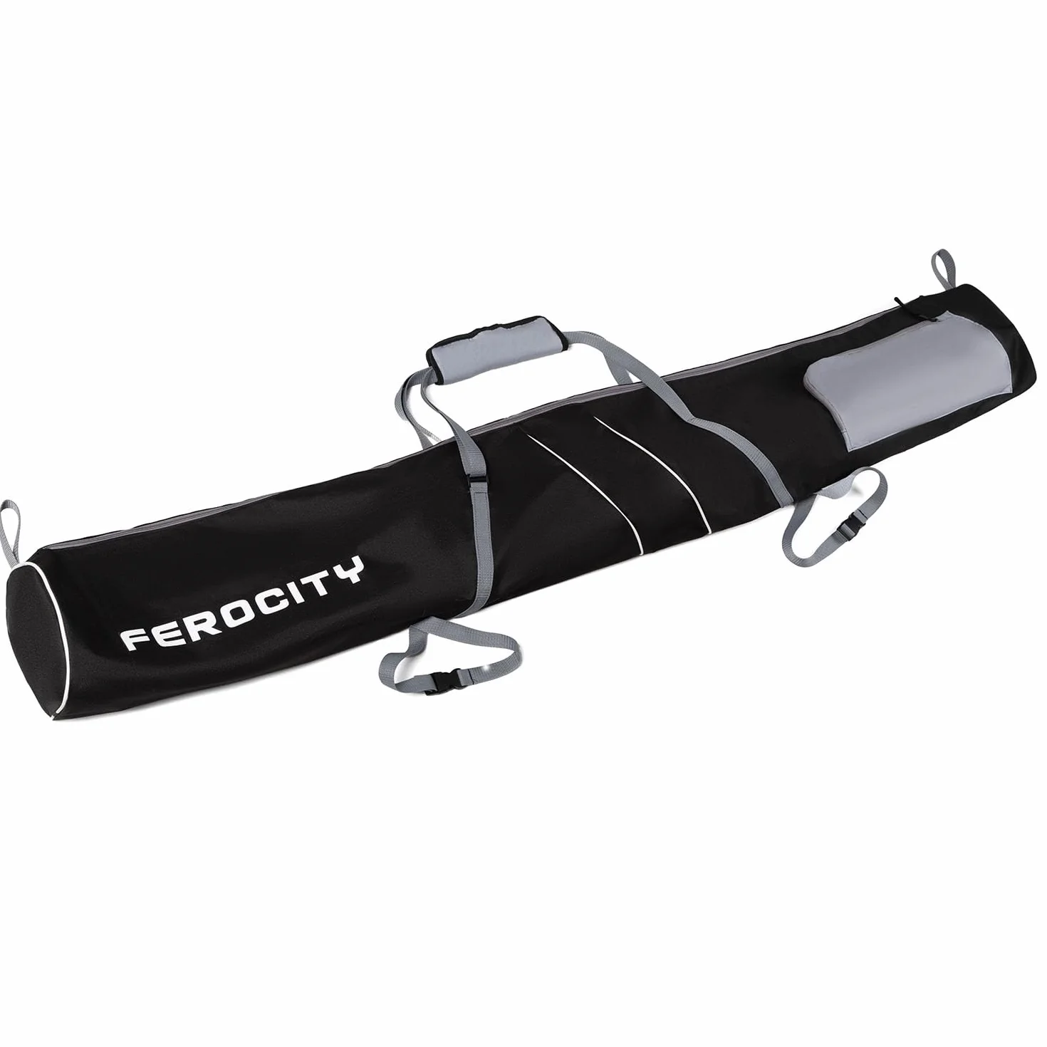 Ferocity Zestaw premium torba na narty i torba na buty narciarskie na 1 parę kijków narciarskich, kask z kieszenią ze sznurkiem ściągającym i kieszenią boczną [053]