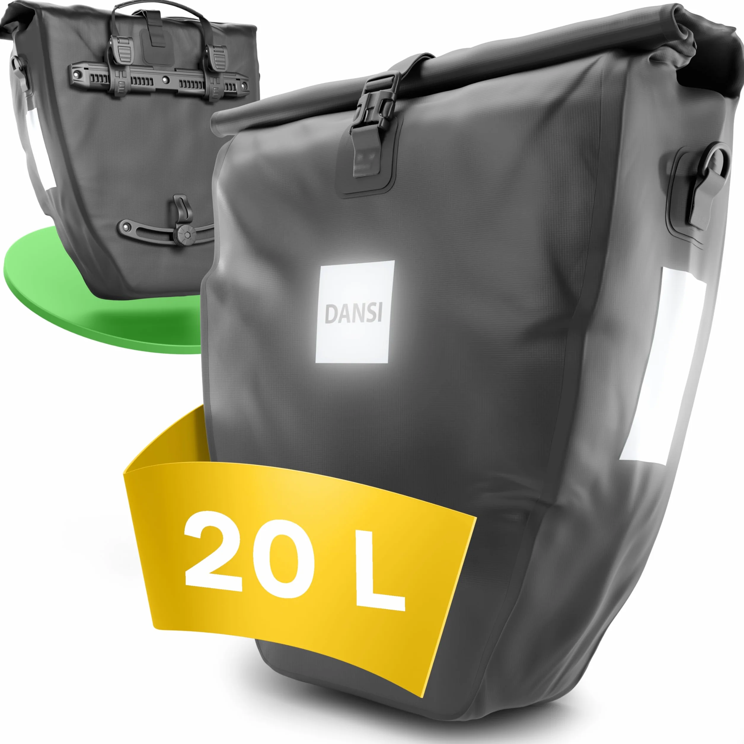 DANSI 20 l sakwy rowerowe wodoodporne z odblaskami system zatrzaskowy