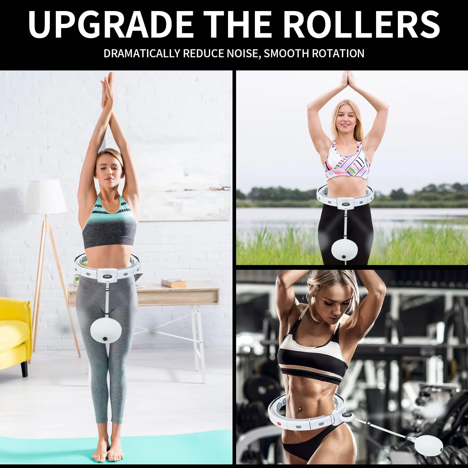 Smart hula hop, cicha obręcz fitness dla dorosłych, hula hub z piłką i licznikiem, 16 węzłów, dla początkujących