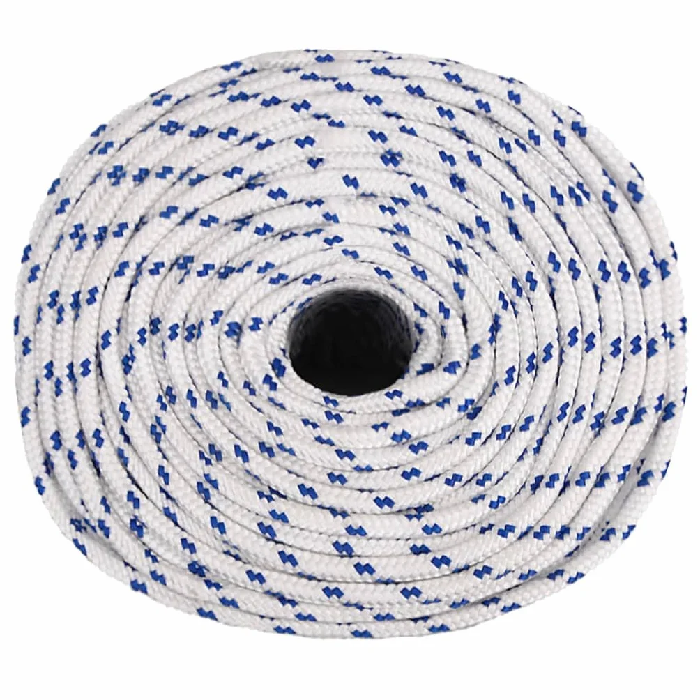 vidaXL Linka żeglarska, biała, 8 mm, 50 m, polipropylen, linka do łodzi, linka pleciona, linka na jacht, linki do łodzi, linki plecione