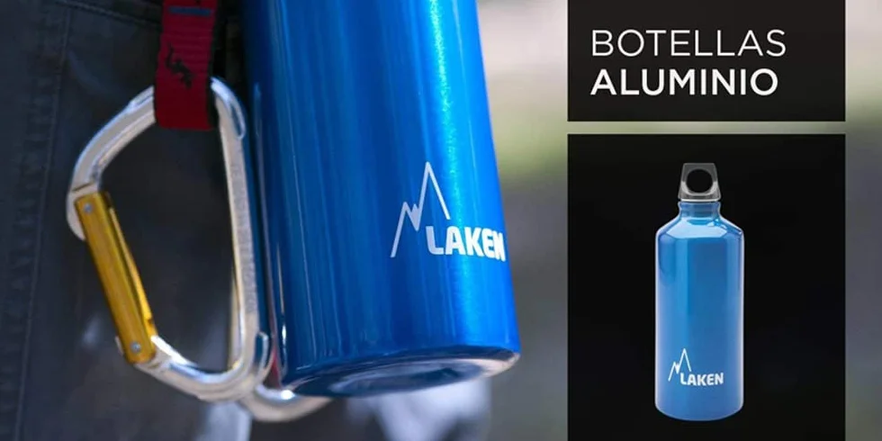 Laken Futura aluminiowa butelka na napoje, wąski otwór, zakrętka z pętelką, 1,5 l, 100% aluminium z recyklingu, srebrna