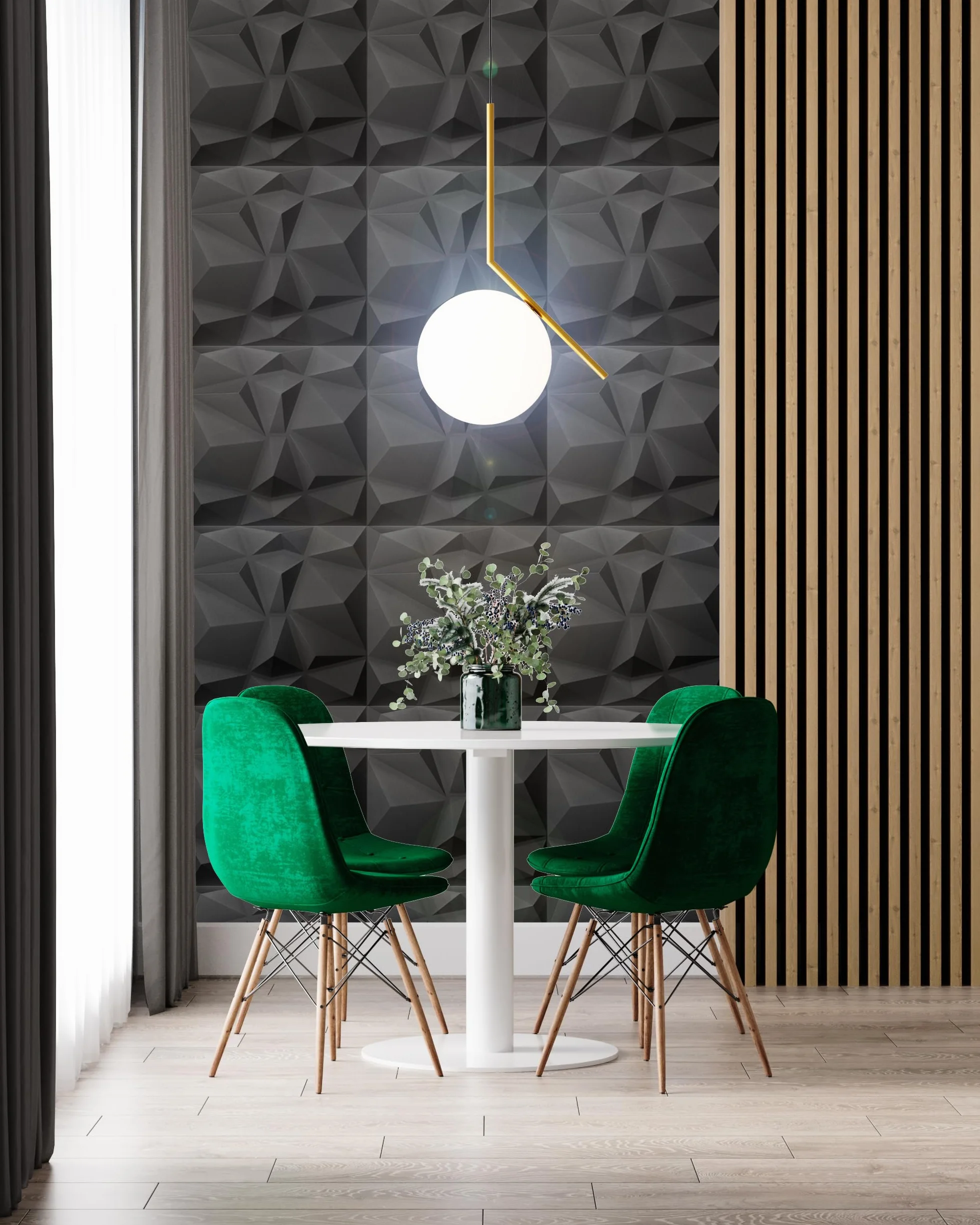 Panele ścienne 3D 50x50 cm EPS czarne 12 m² 48 sztuk wzór rombowy
