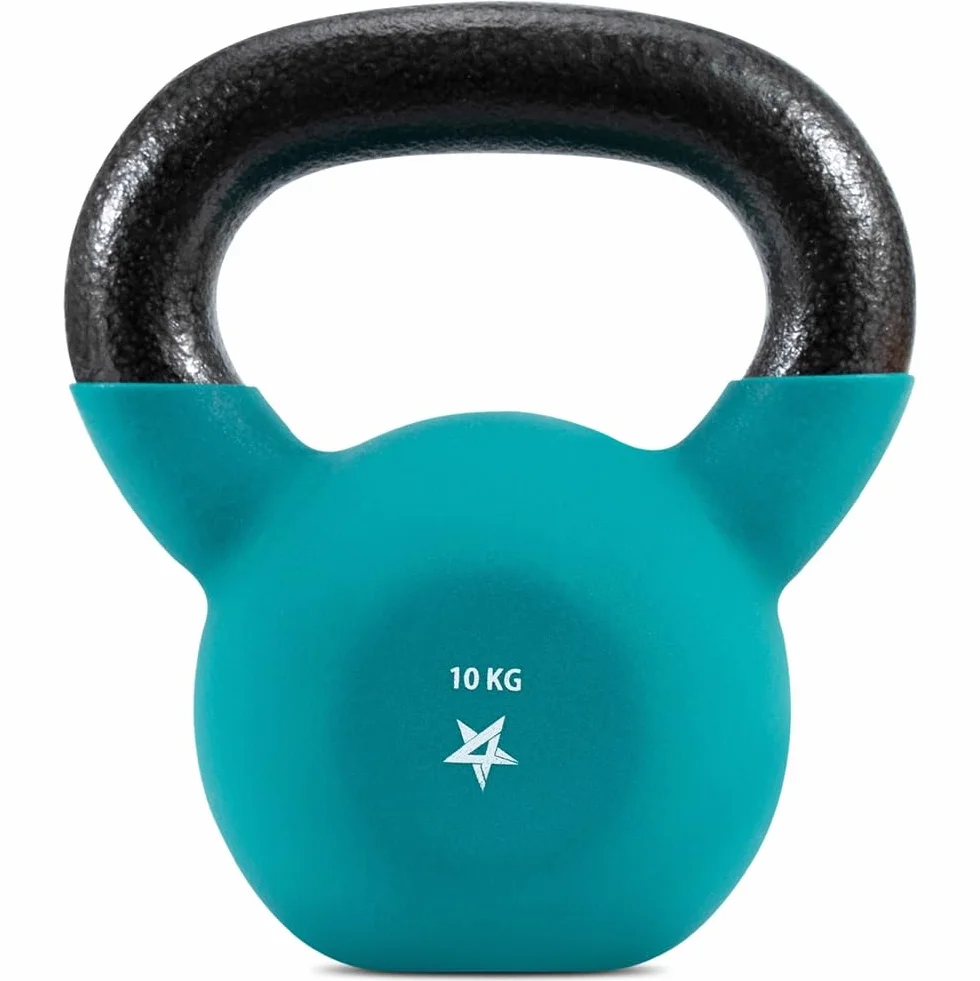 Yes4All YCBQ powlekane neoprenem ciężarki kettlebell, trening siłowy Kettlebells - 10 kg turkusowy