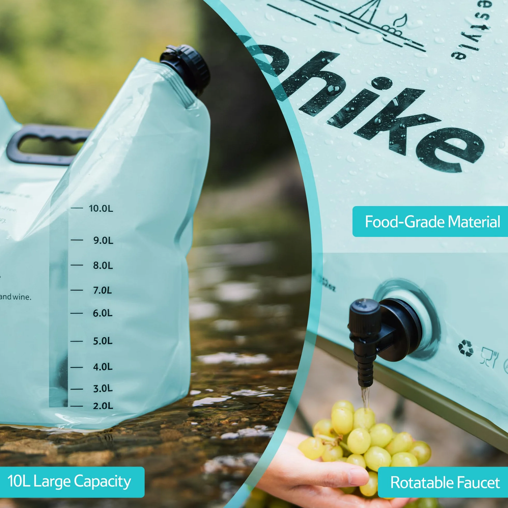 Naturehike Składany worek na wodę 10 l na kemping grill wędrówki