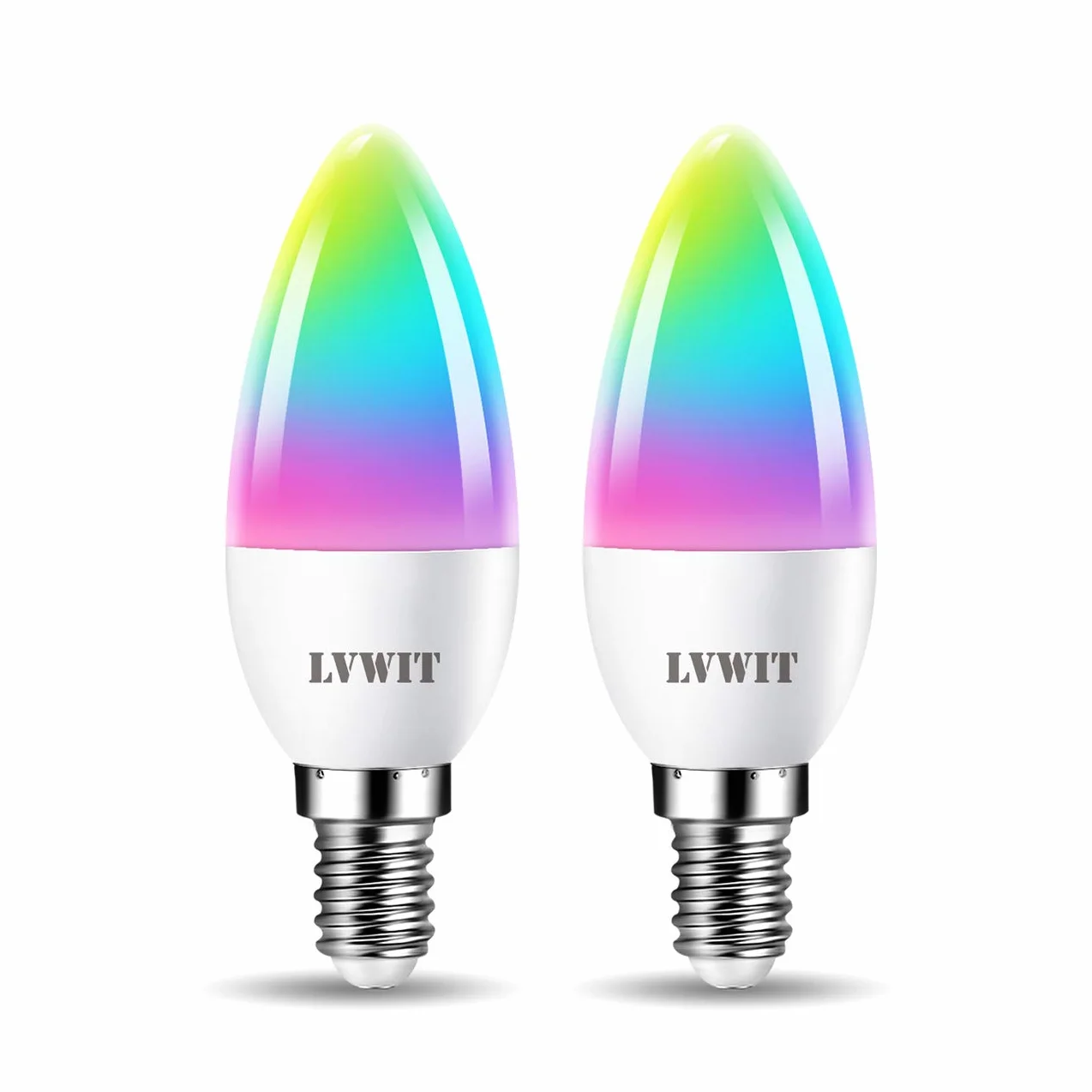 LVWIT Alexa żarówka E14 LED Wi-Fi 4,9 W ściemniana Smart RGB 2700 K-6500 K 470 lm kompatybilna z Google Home Alexa Echo 2 sztuki